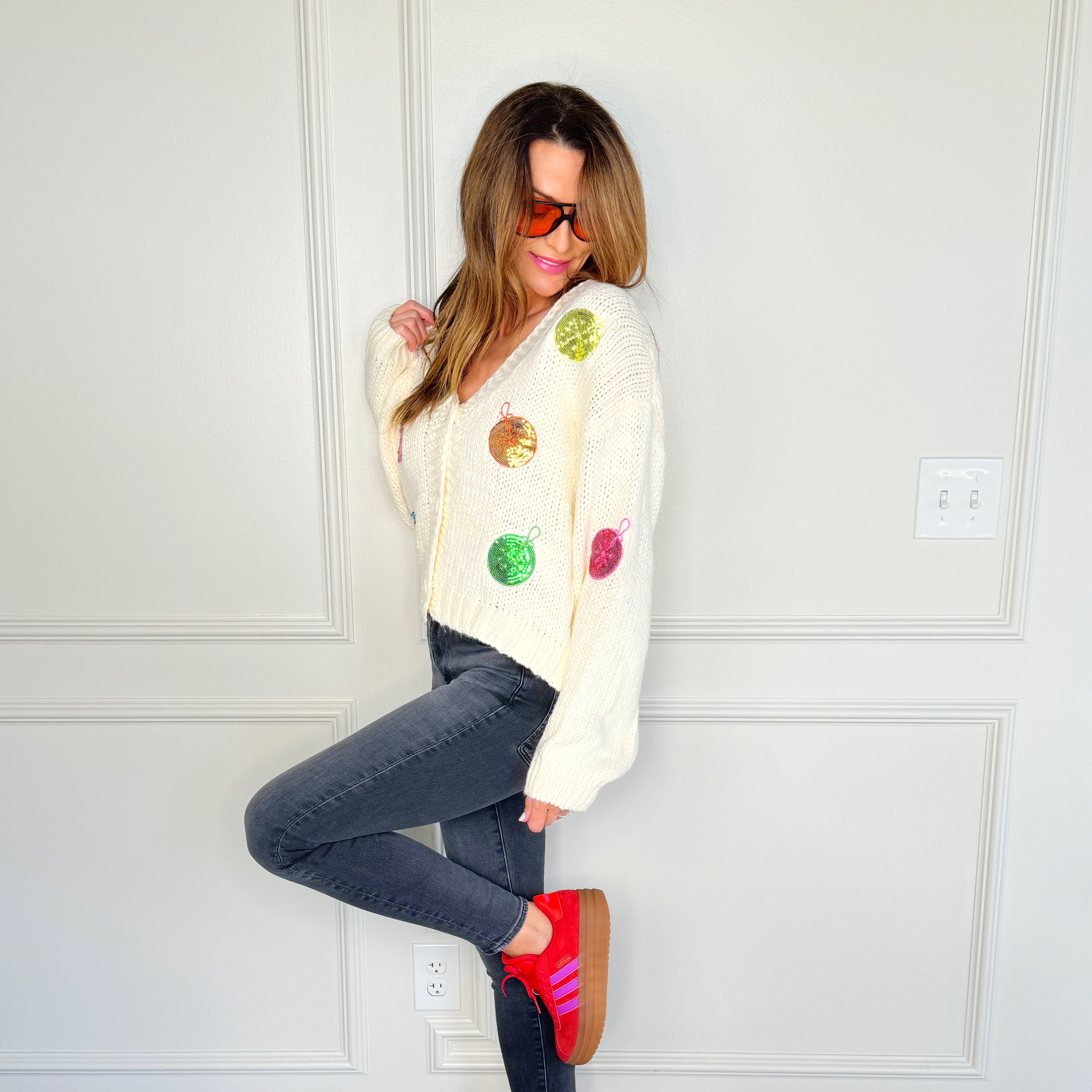 Christmas Ornament Sequin Sweater