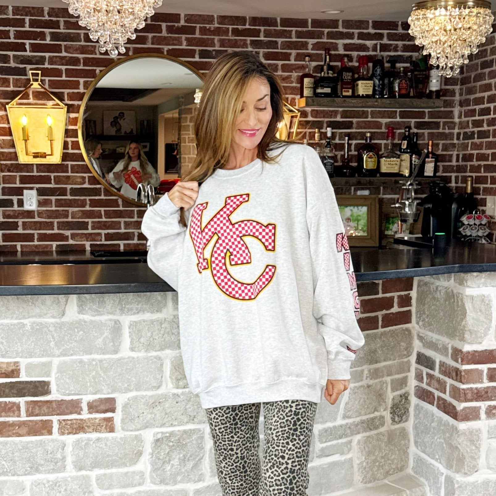 Checkered KC Football Sweatshirt