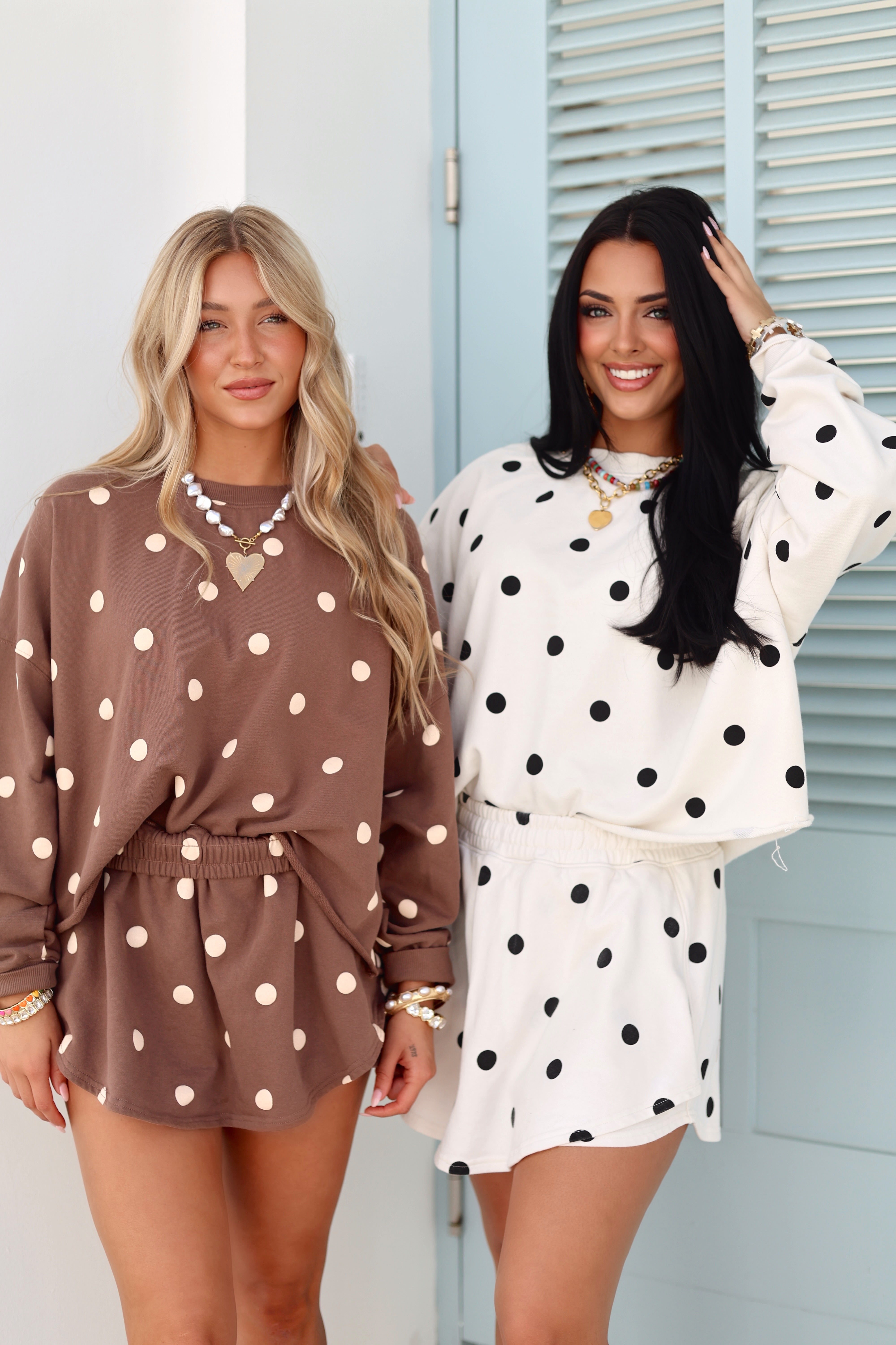 Ivory Polka Dot Long Sleeve Crop