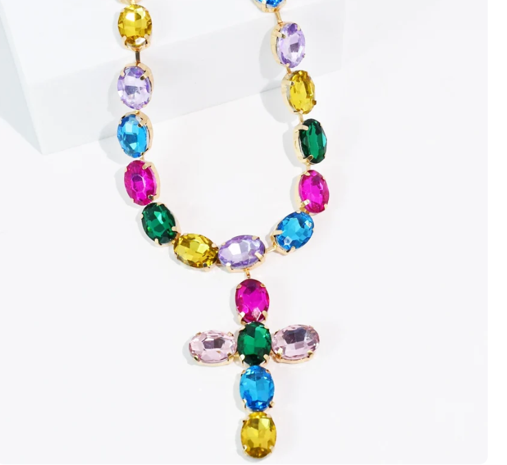 Rainbow Radiance Cross Necklace