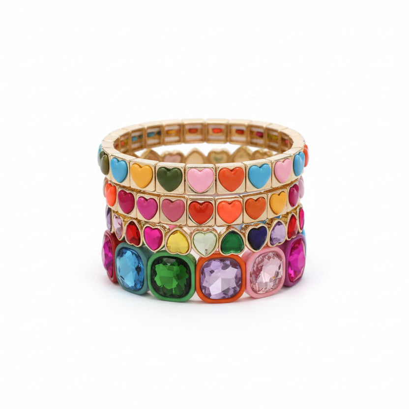 Heart Bracelet Stack Set