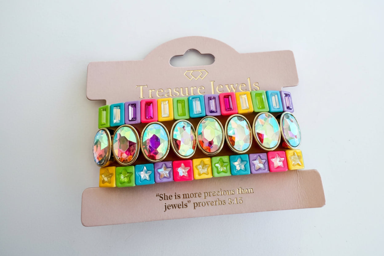 Neon Star Bracelet Stack Set