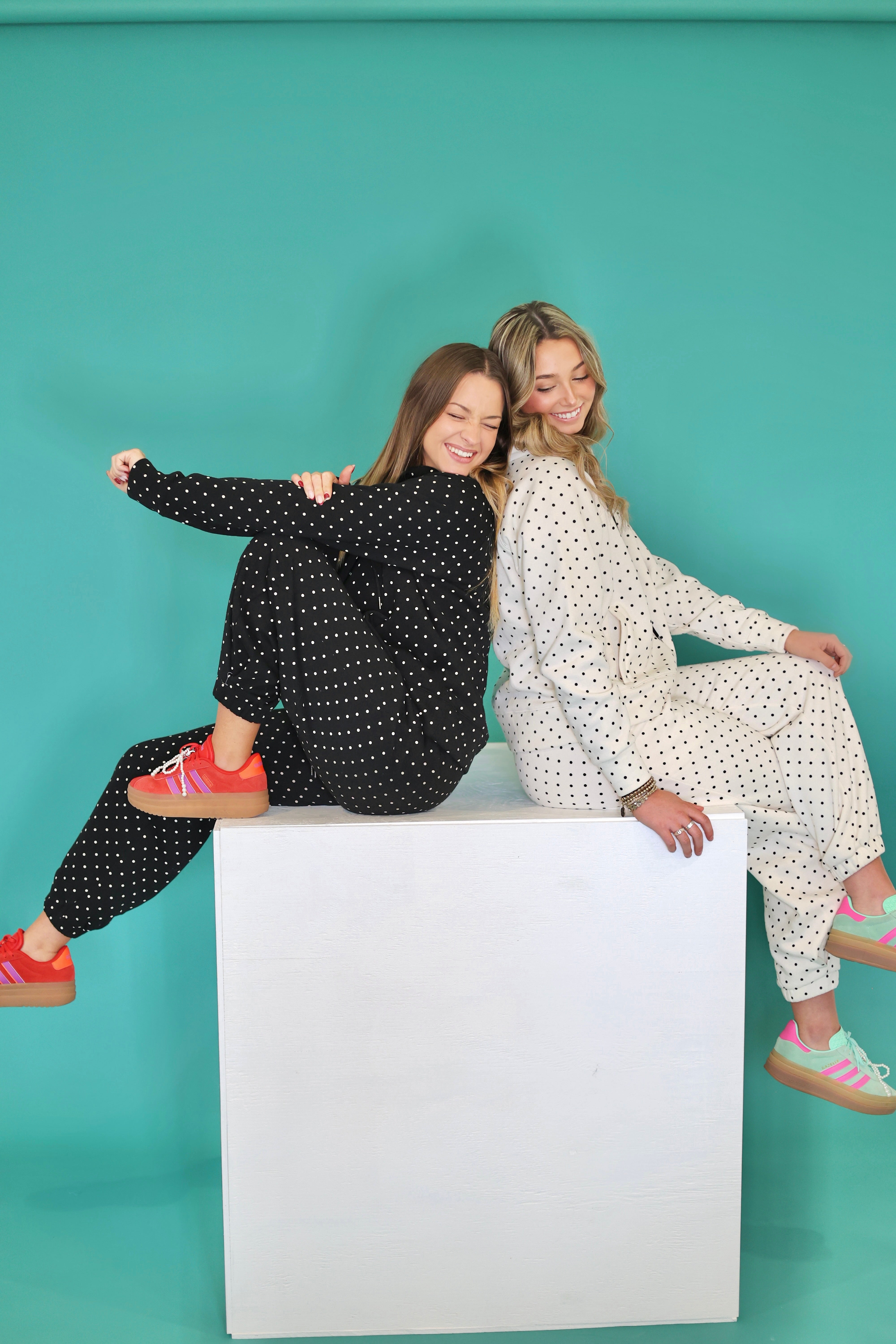 Black Ivory Polka Dot Sweatsuit Set - Hoodie & Sweatpants- Pre Order