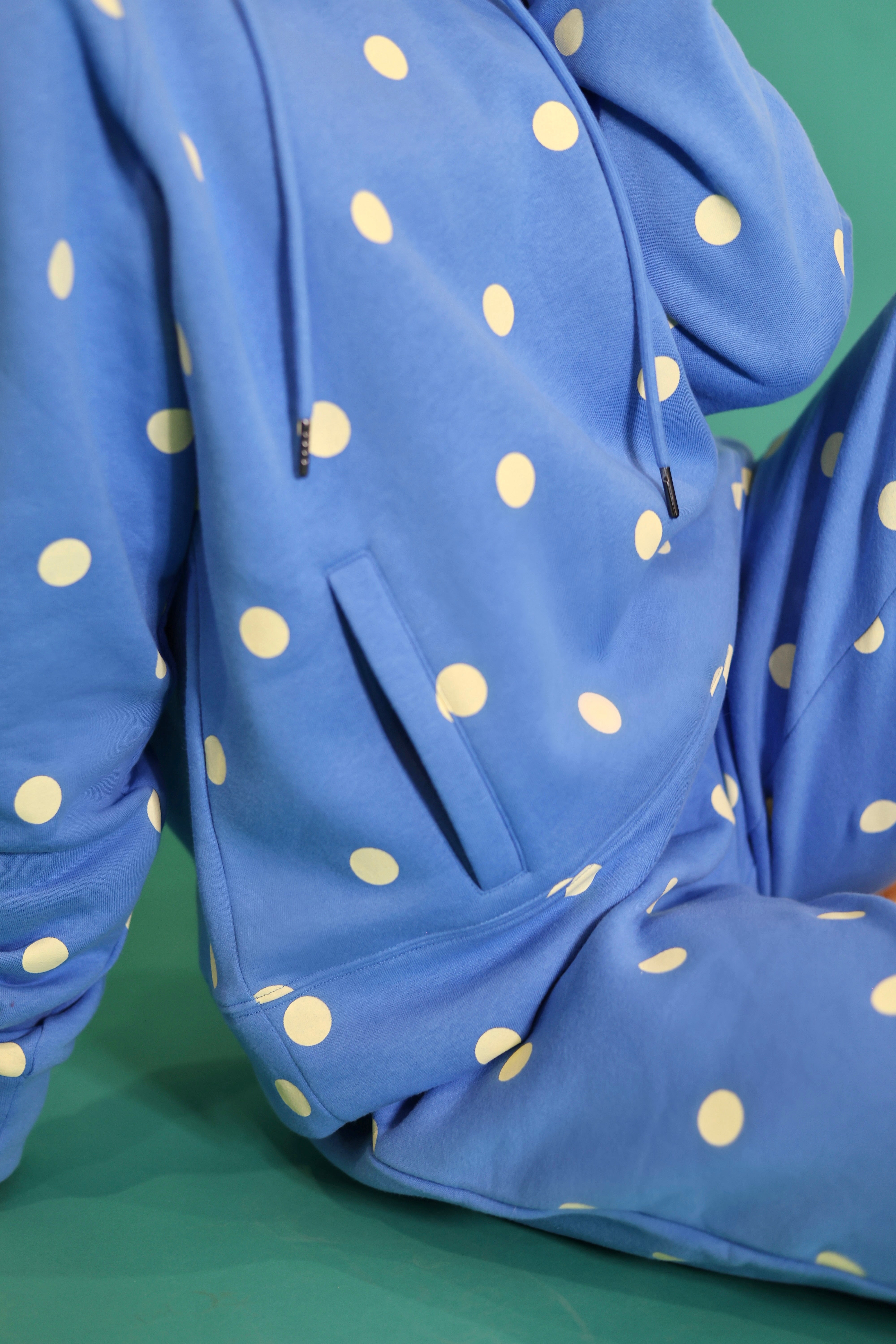Blue Butter Polka Dot Sweatsuit Set - Hoodie & Sweatpants