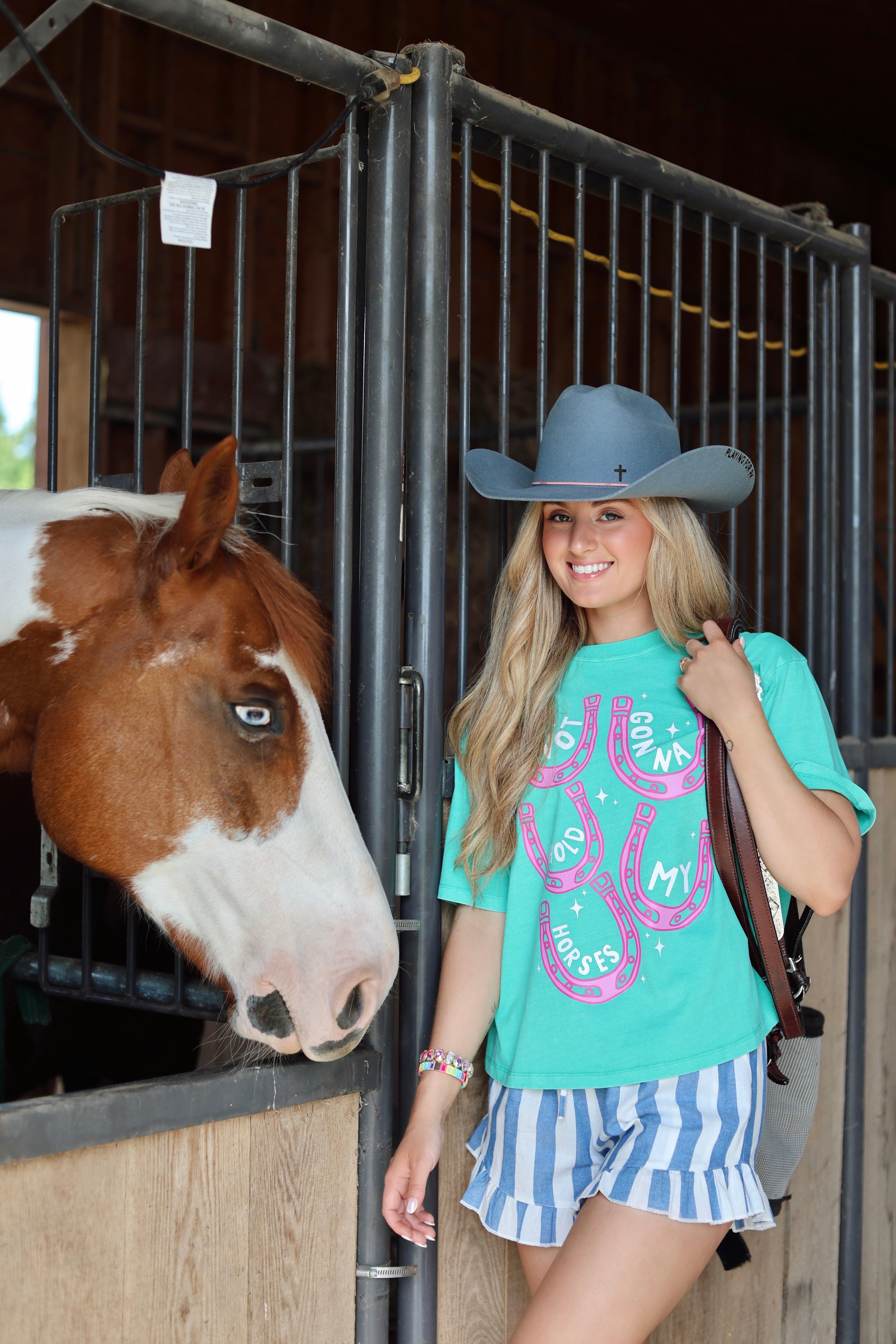 Not Gonna Hold My Horses Crop Tee