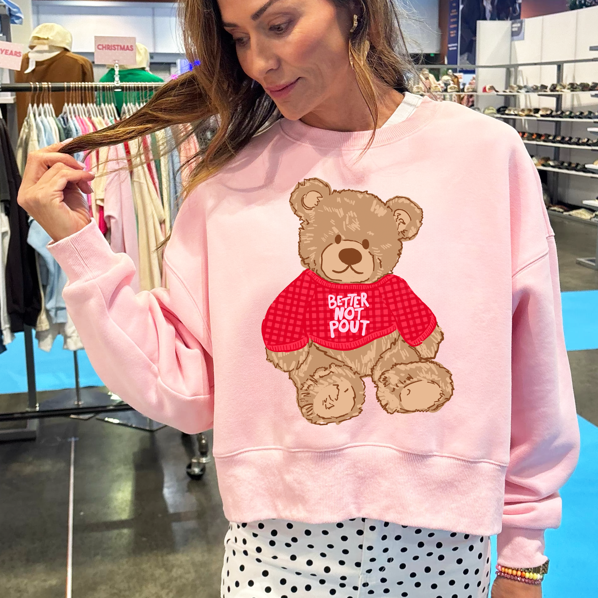 Teddy Better Not Pout Crop Sweatshirt-Pre Order