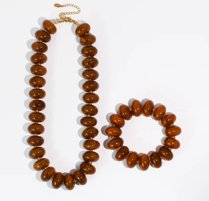 Sugar Beads Set Brown - Necklace & Bracelet