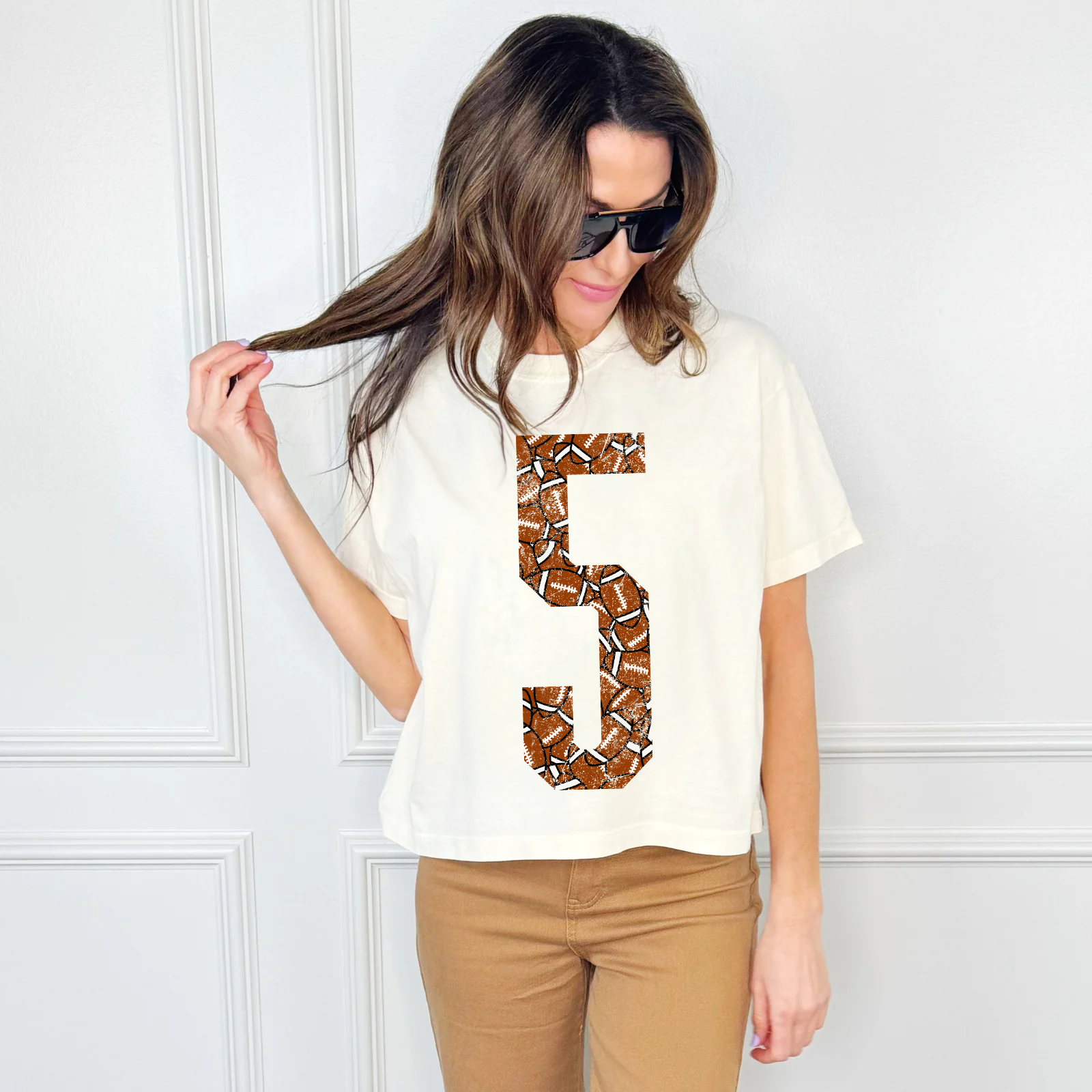 Custom Football Number Crop Tee