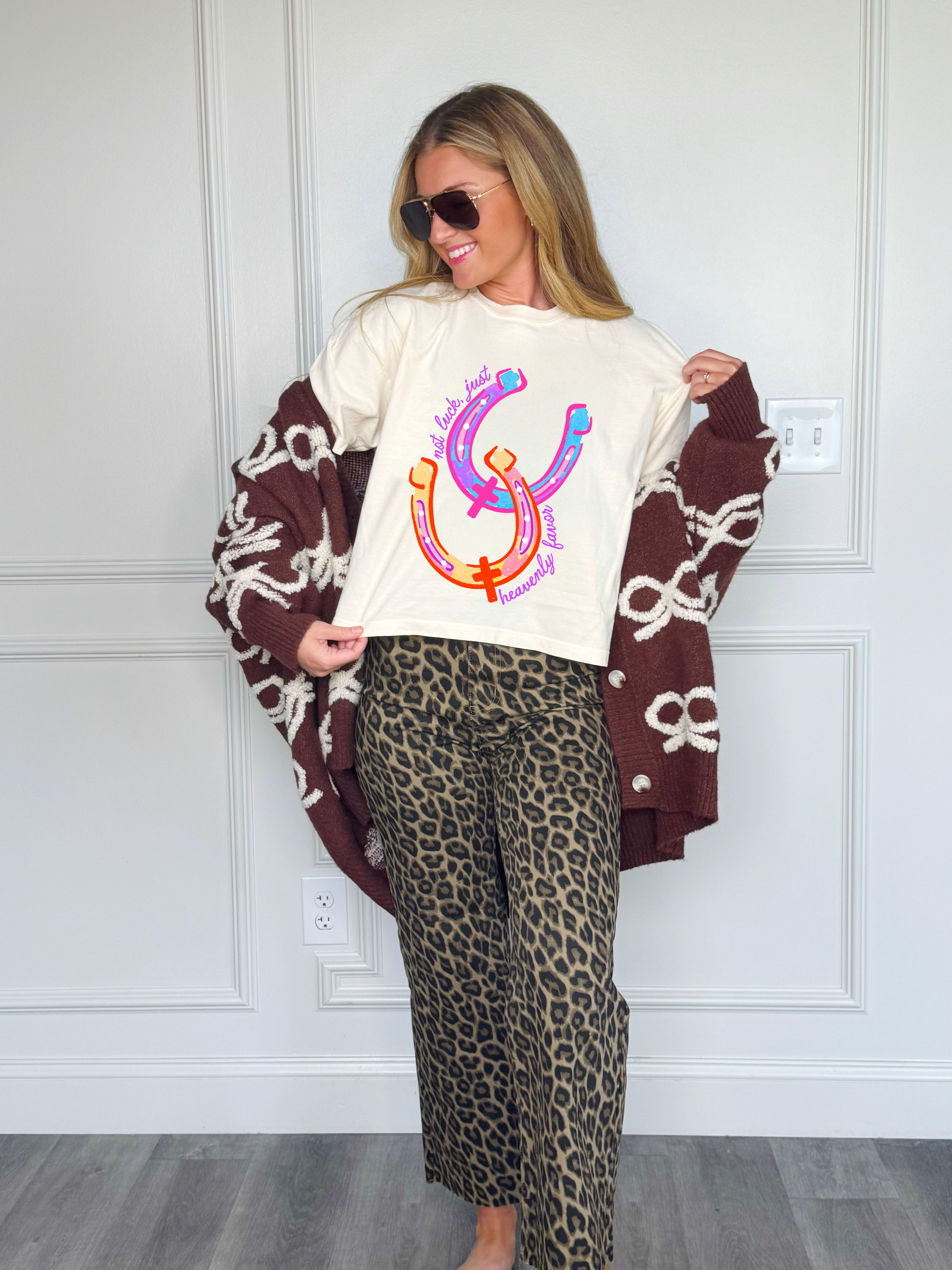 no luck just heavenly favor Crop Tee