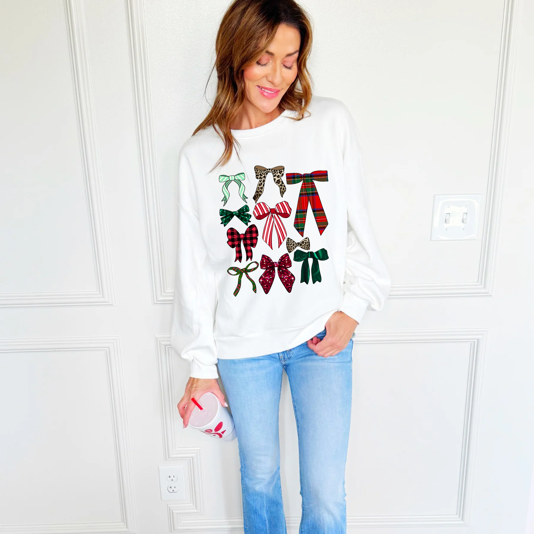 Holiday Bow Collage Poppy & Pine Sweatshirt