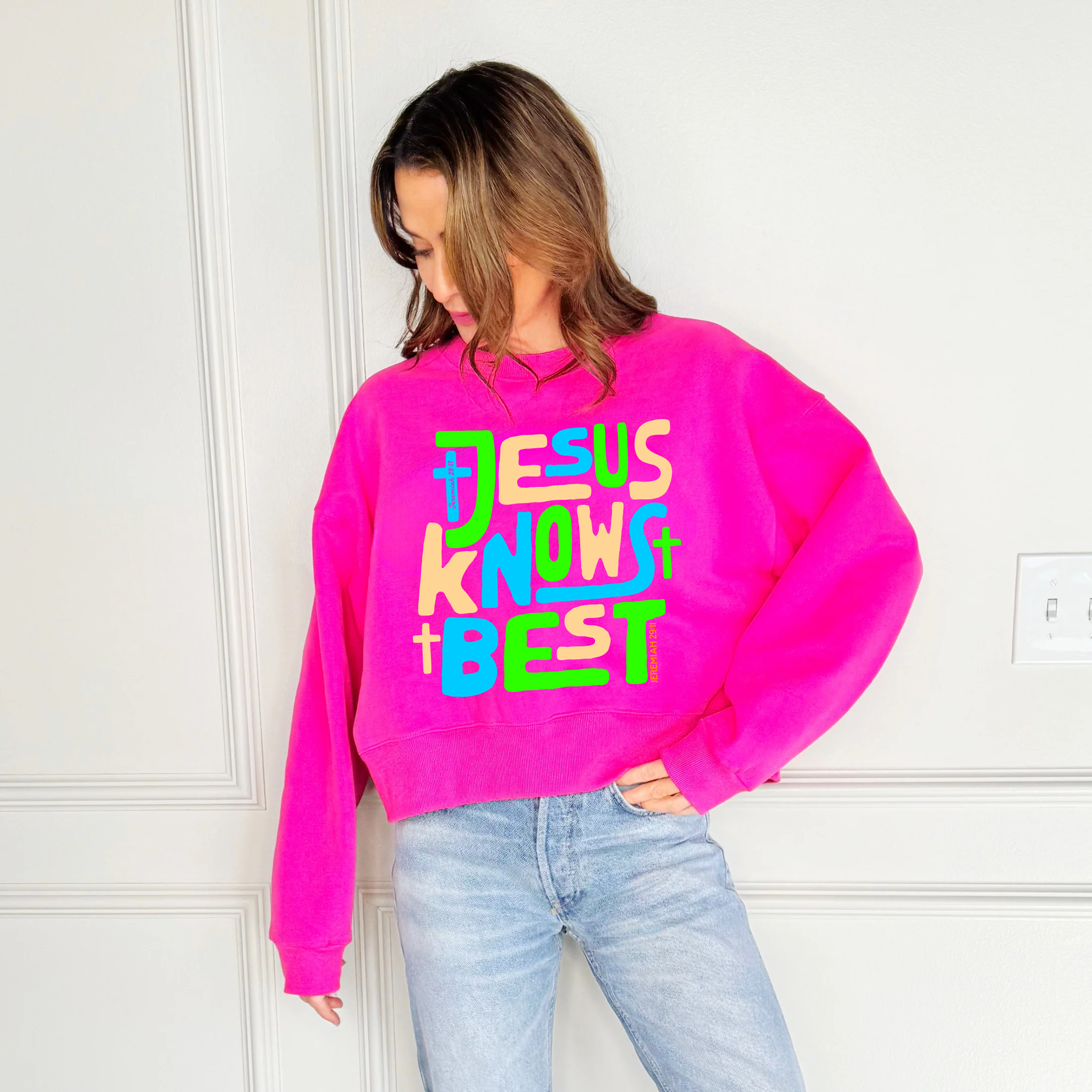 Jesus Knows Best Crop Sweatshirt