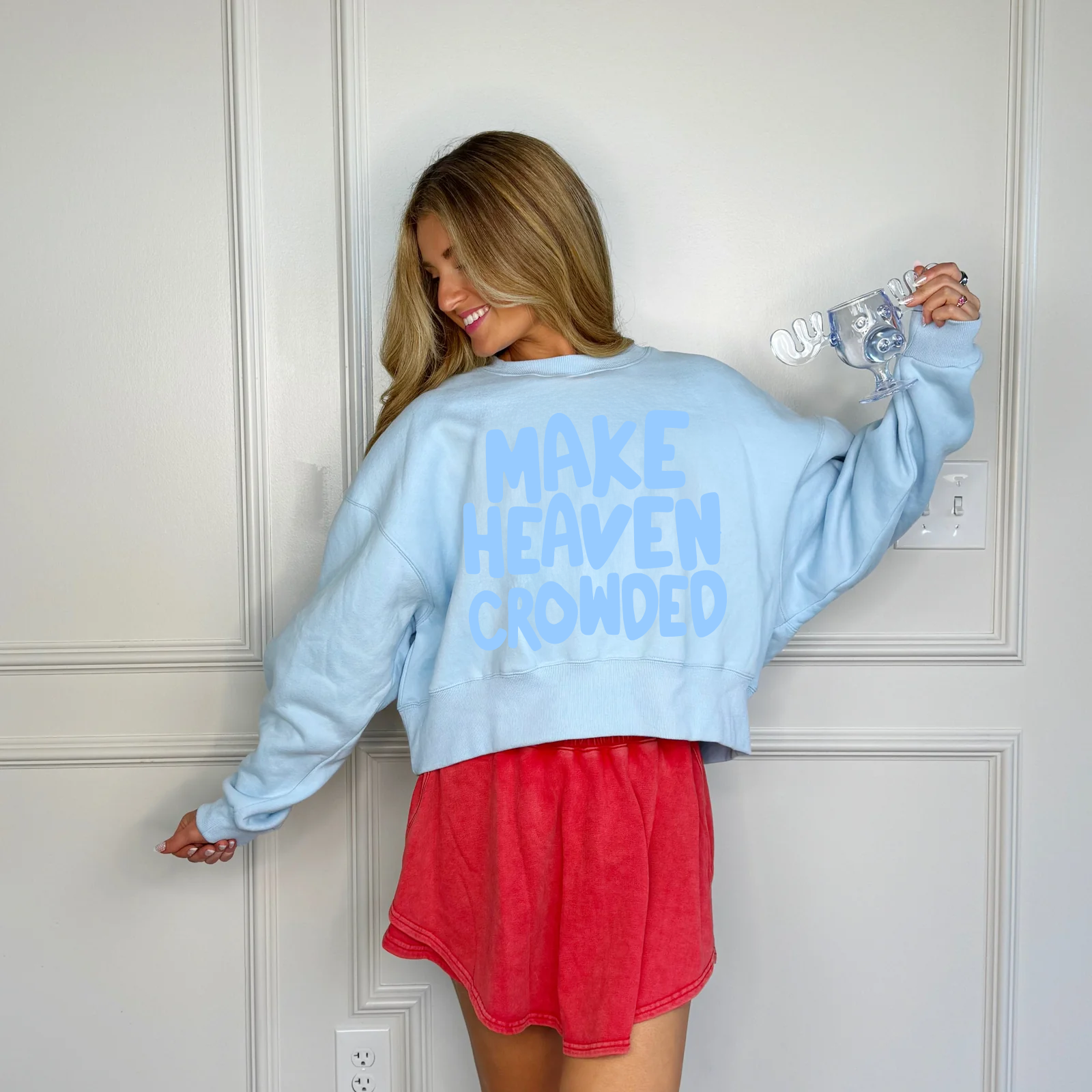 make heaven crowded puff crop tee | chambray main image 1