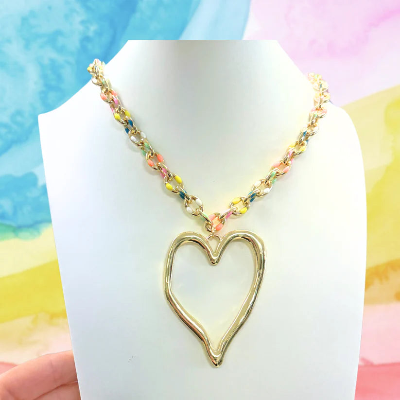 Rainbow Crush Heart Necklace
