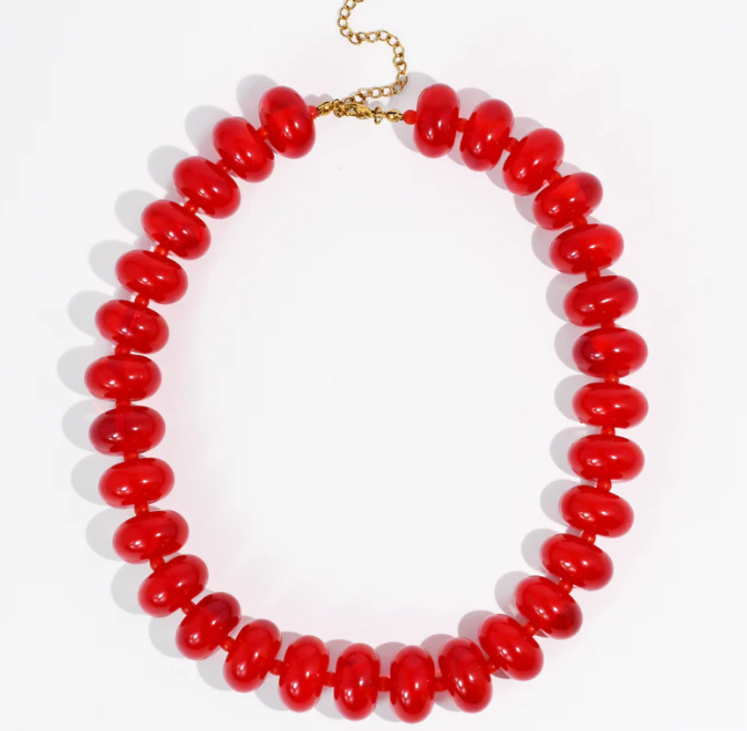 Sugar Bead Red Necklace