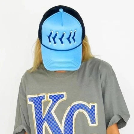 Ball Stitch Blue Trucker Hat