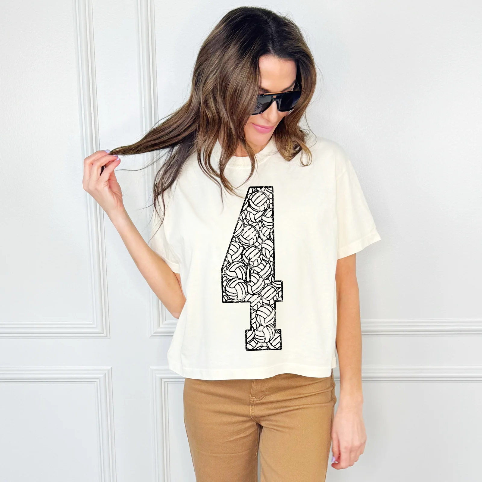 Custom Volleyball Number Crop Tee