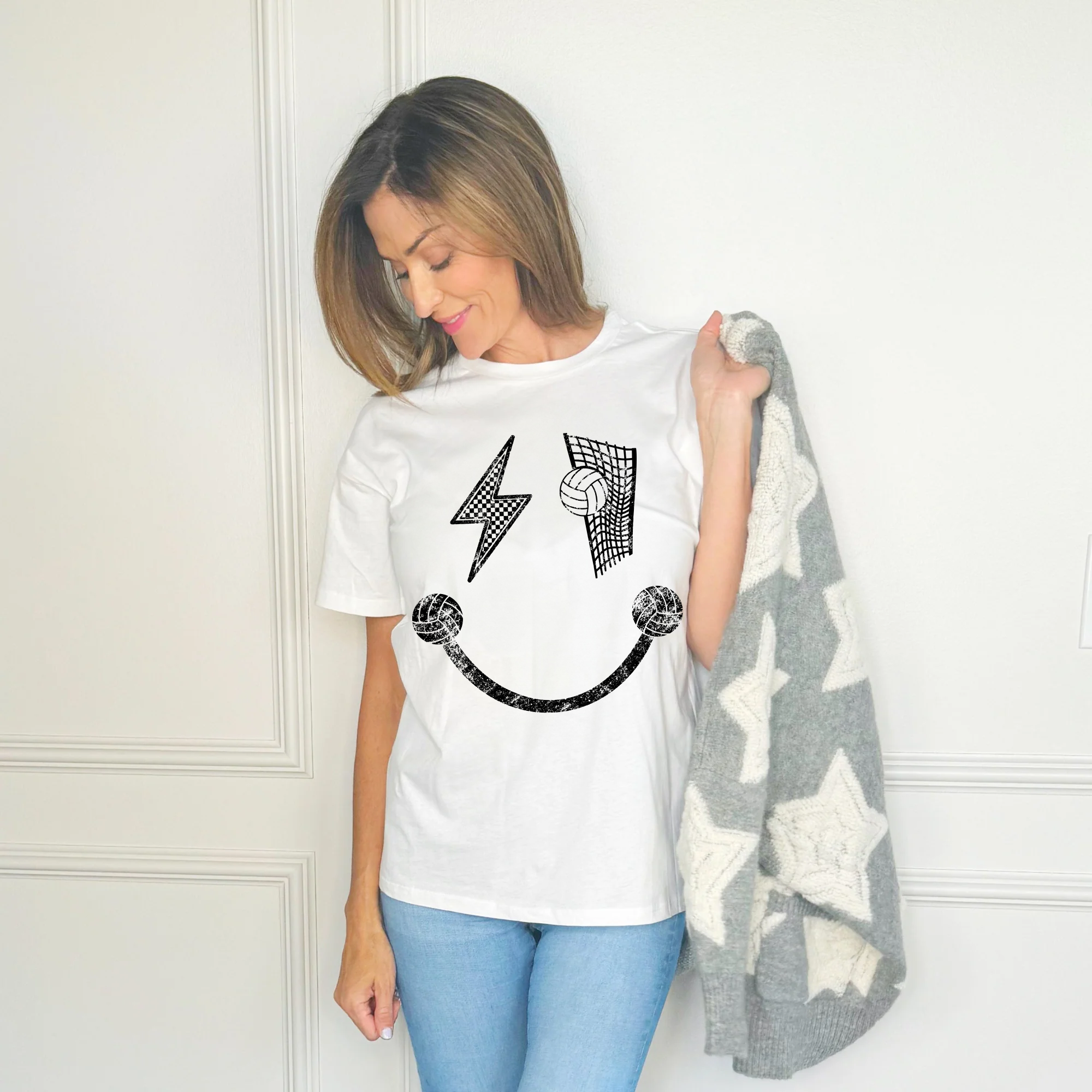 Volleyball Smiley Poppy & Pine Tee