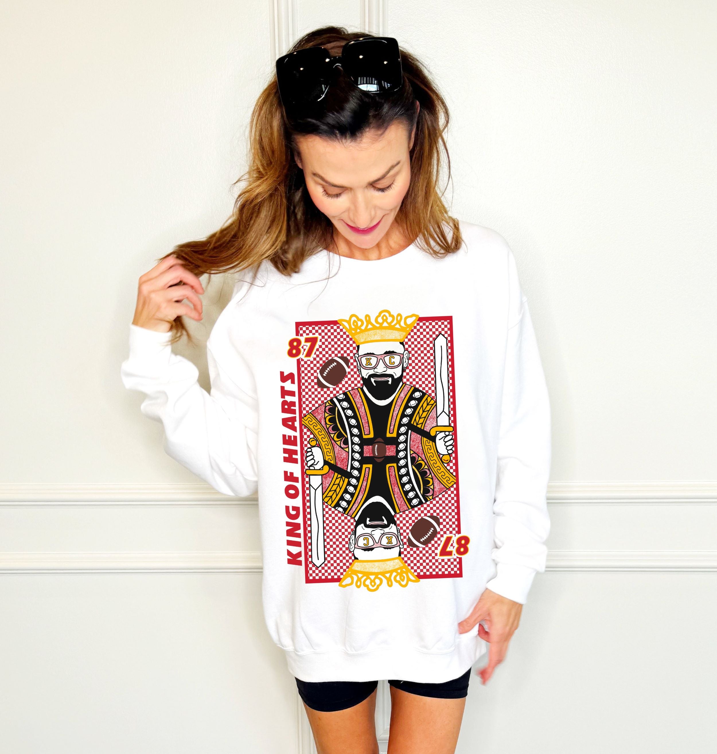 King of Hearts Chiefs Kelce Football Youth and Adult Sweatshirt