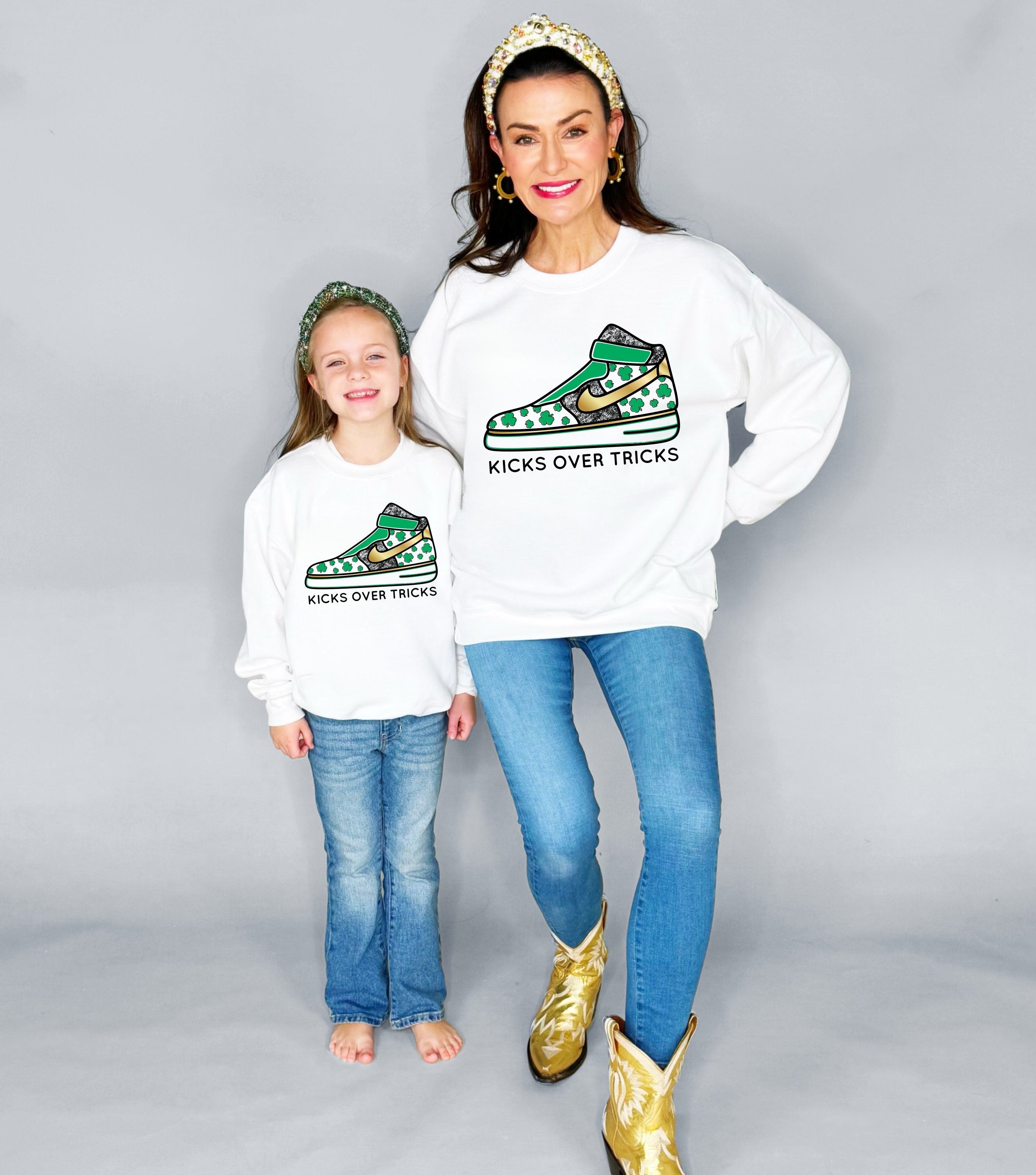 Kicks over Tricks Youth and Adult Sweatshirt