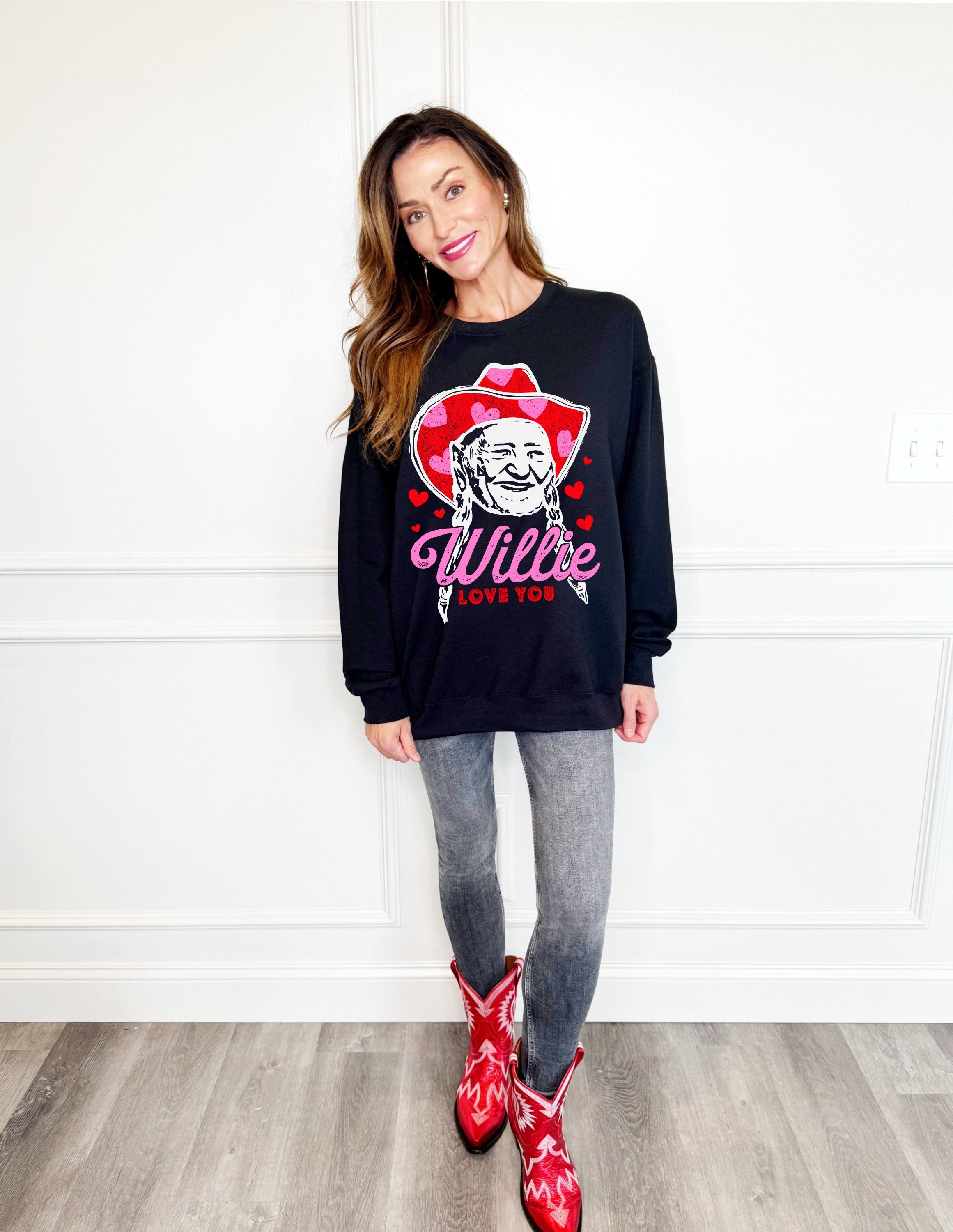 Willie Love You Vintage Valentine's Day Sweatshirt