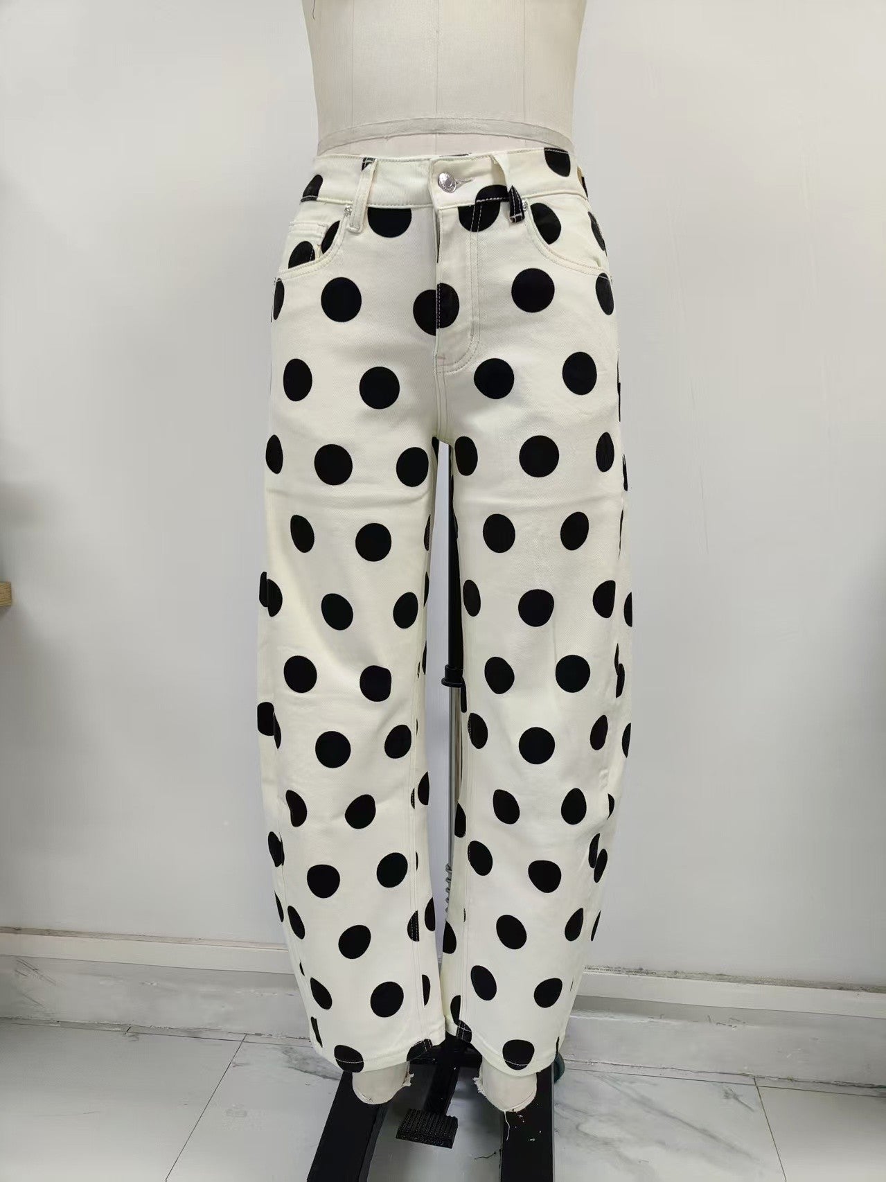 Bold Ivory Polka Dot Barrel Pants PRE ORDER