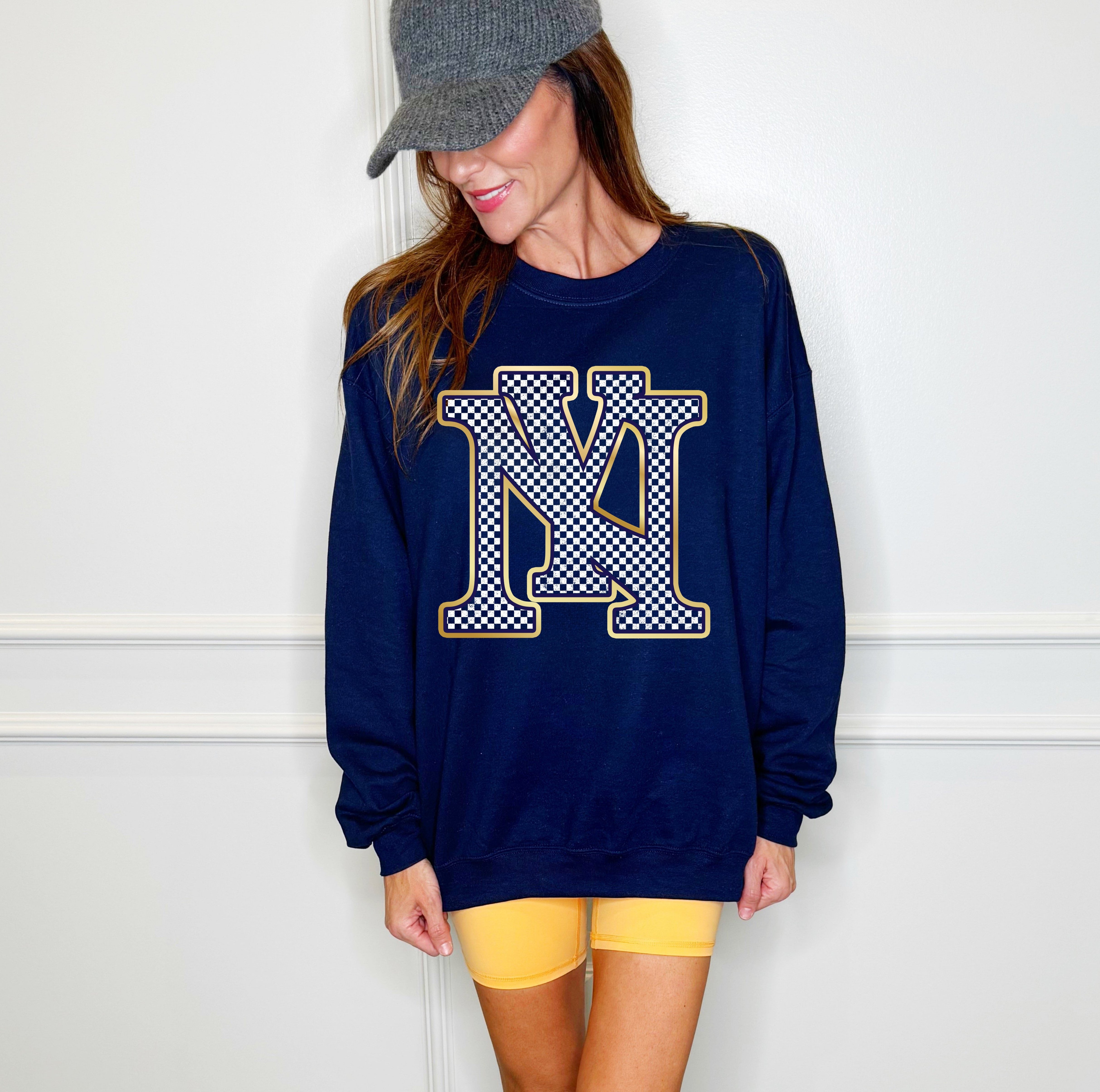 New York Yankees Inspired Checkered Sweatshirt