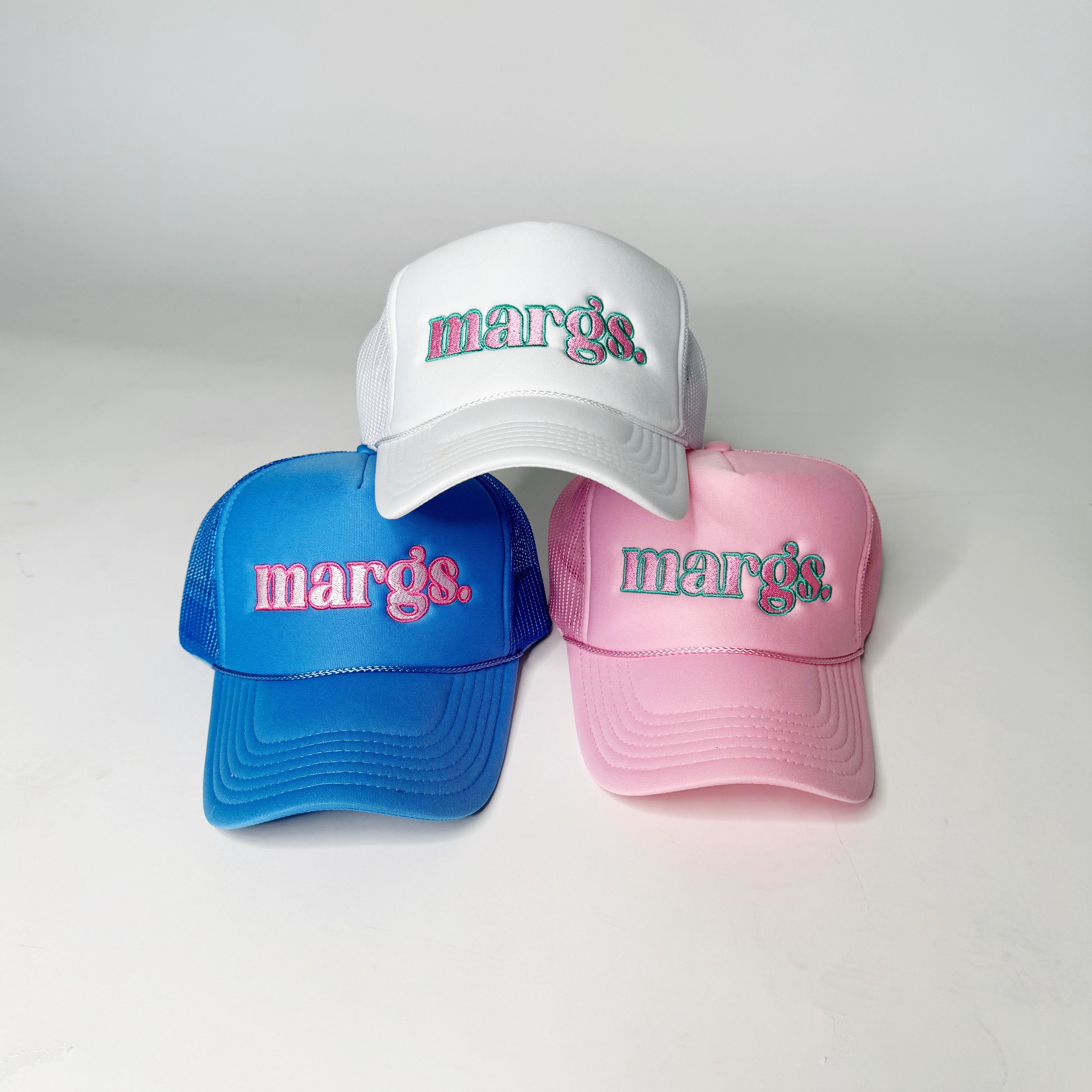 Margs. Pastel Embroidered Trucker Hats