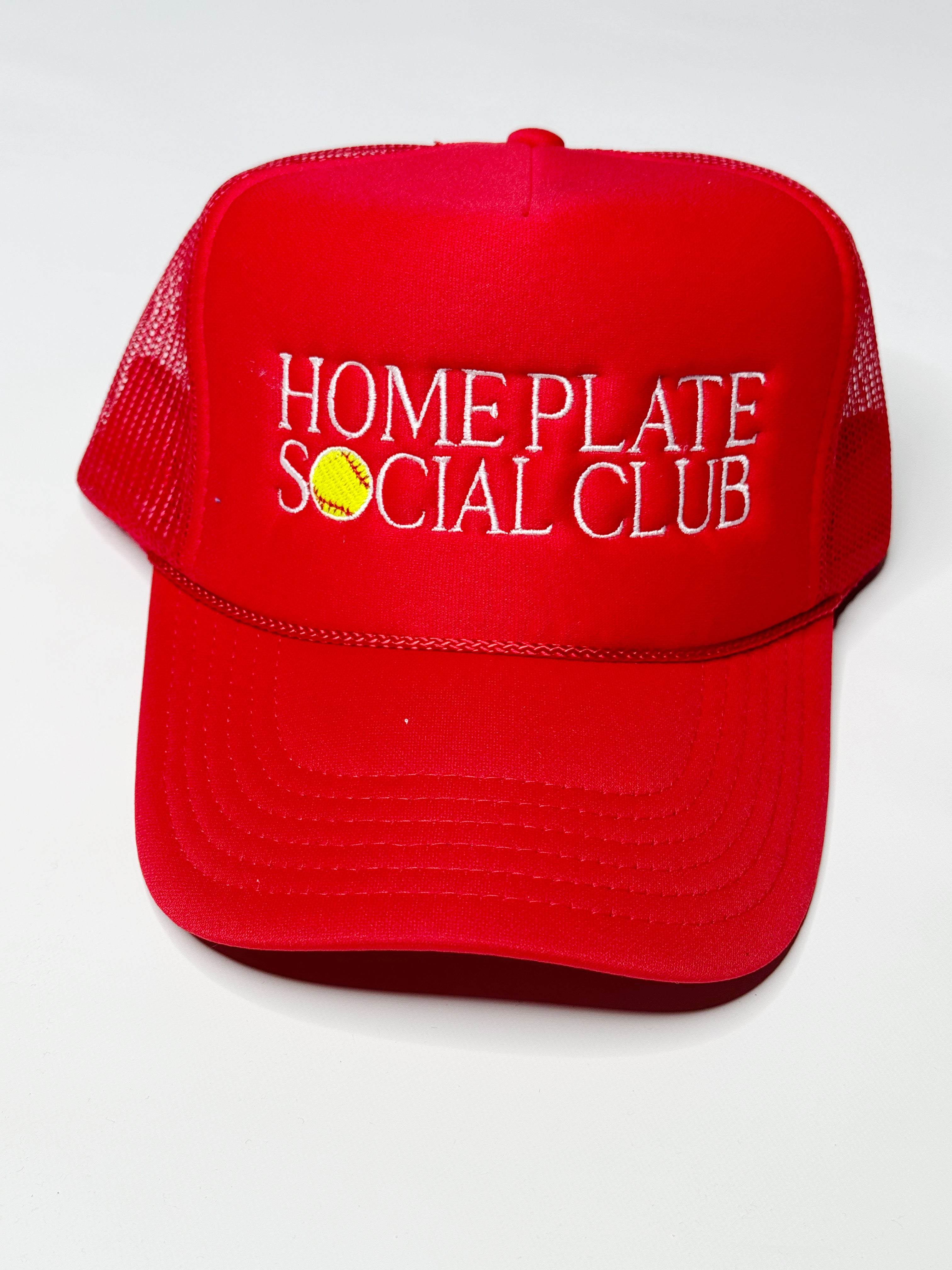 Home Plate Social Club Softball Red Trucker Hat