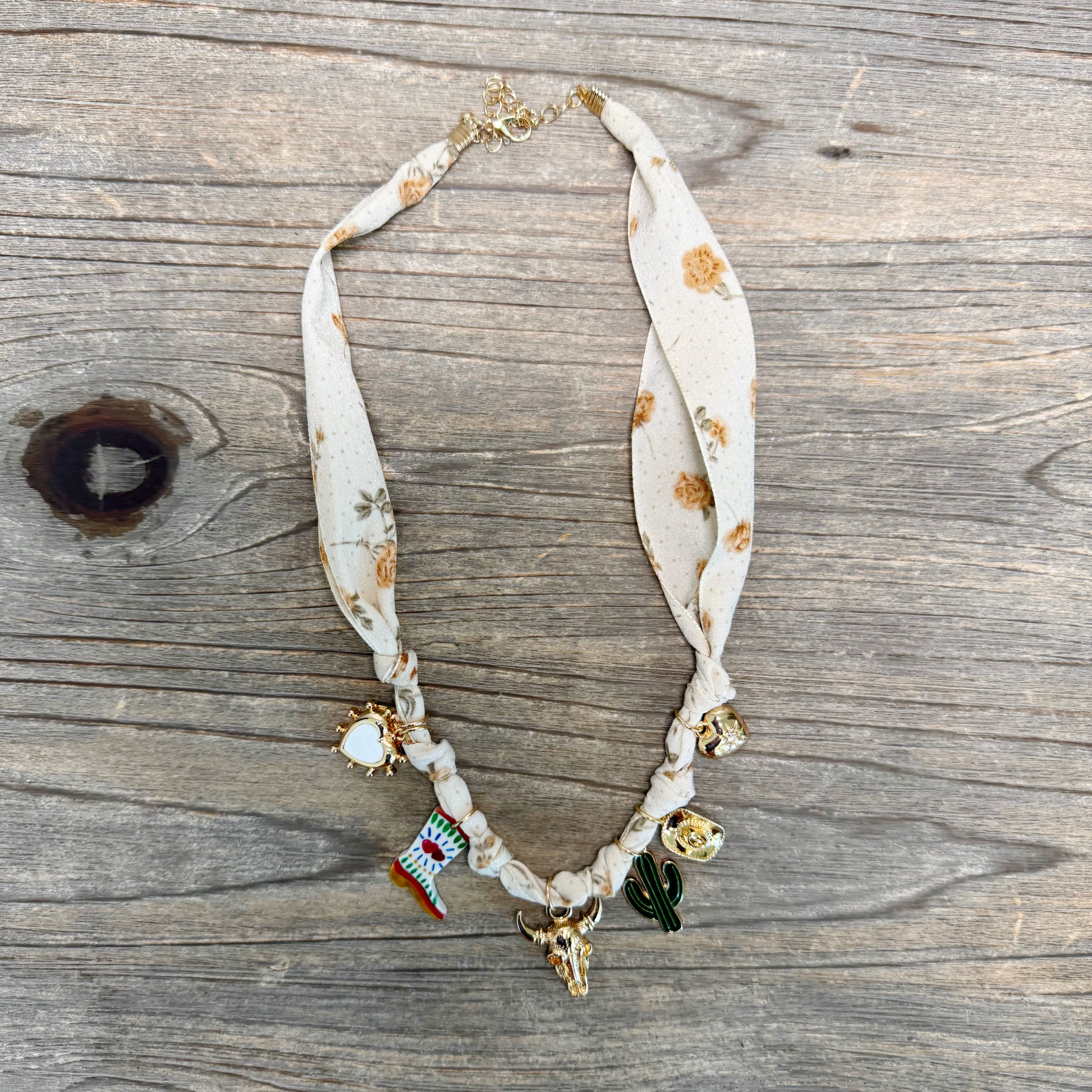 Scarf Western Cactus Charm Necklace