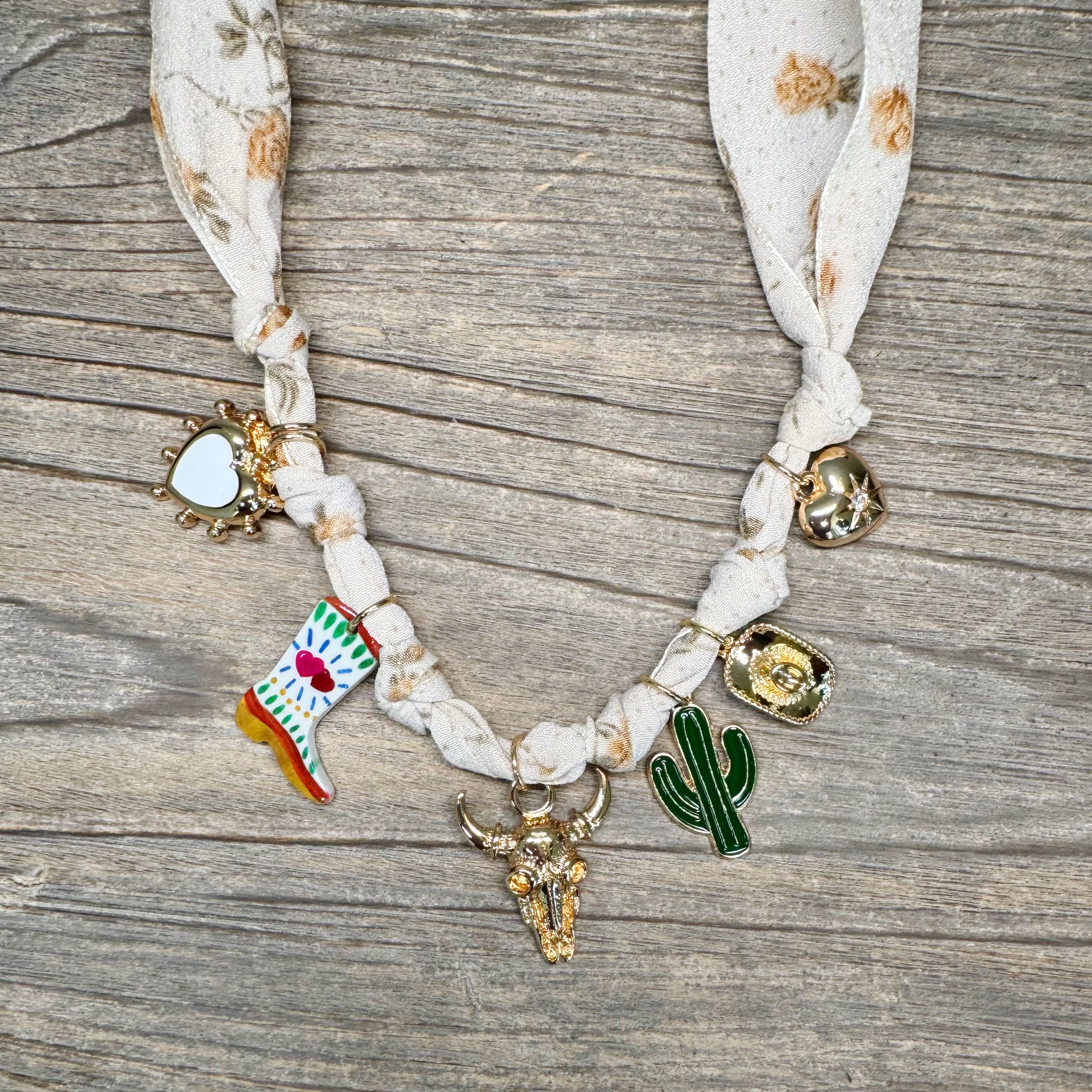 Scarf Western Cactus Charm Necklace