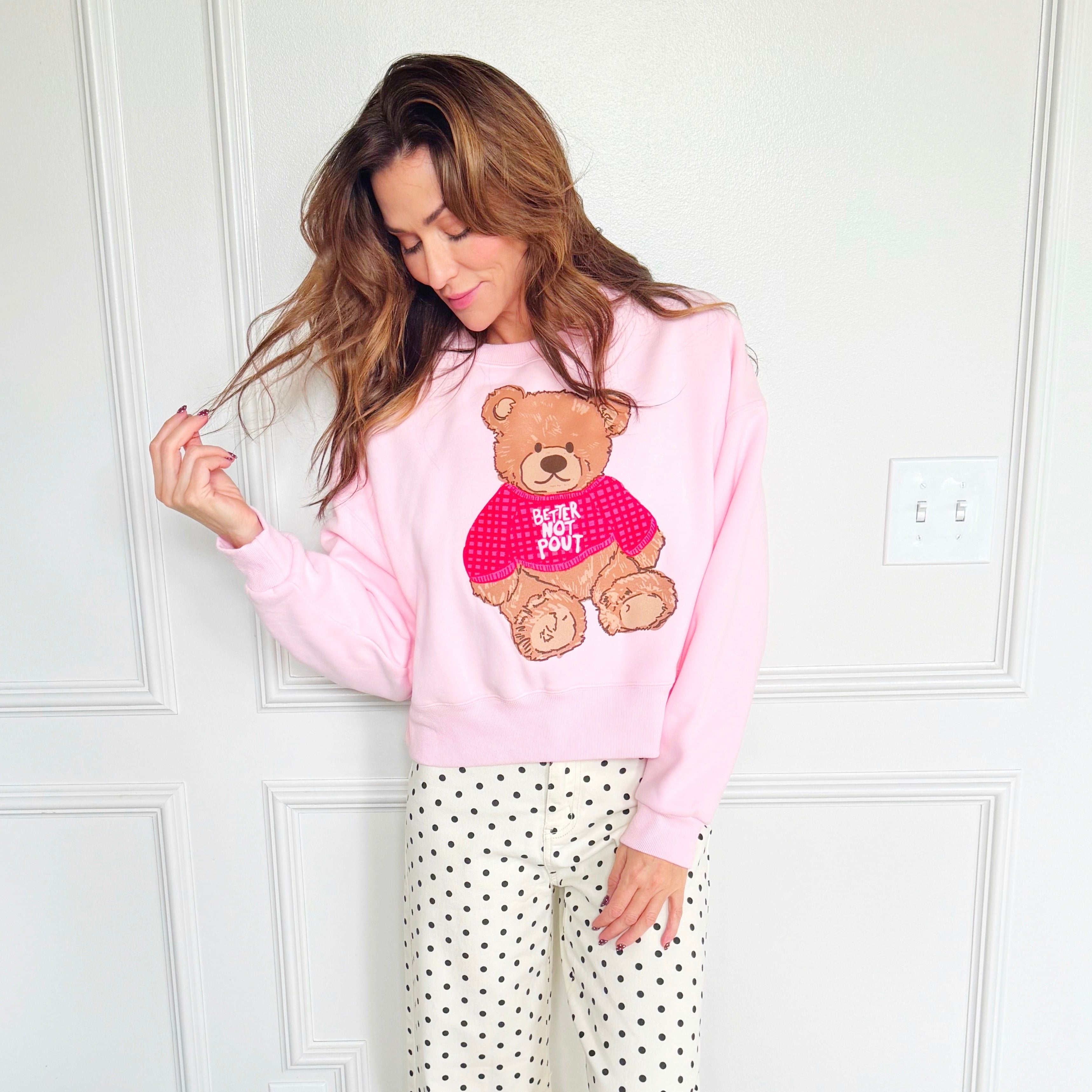 Teddy Better Not Pout Crop Sweatshirt