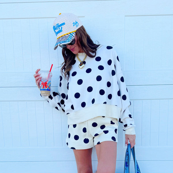 Polka Dot Crop Sweatshirt
