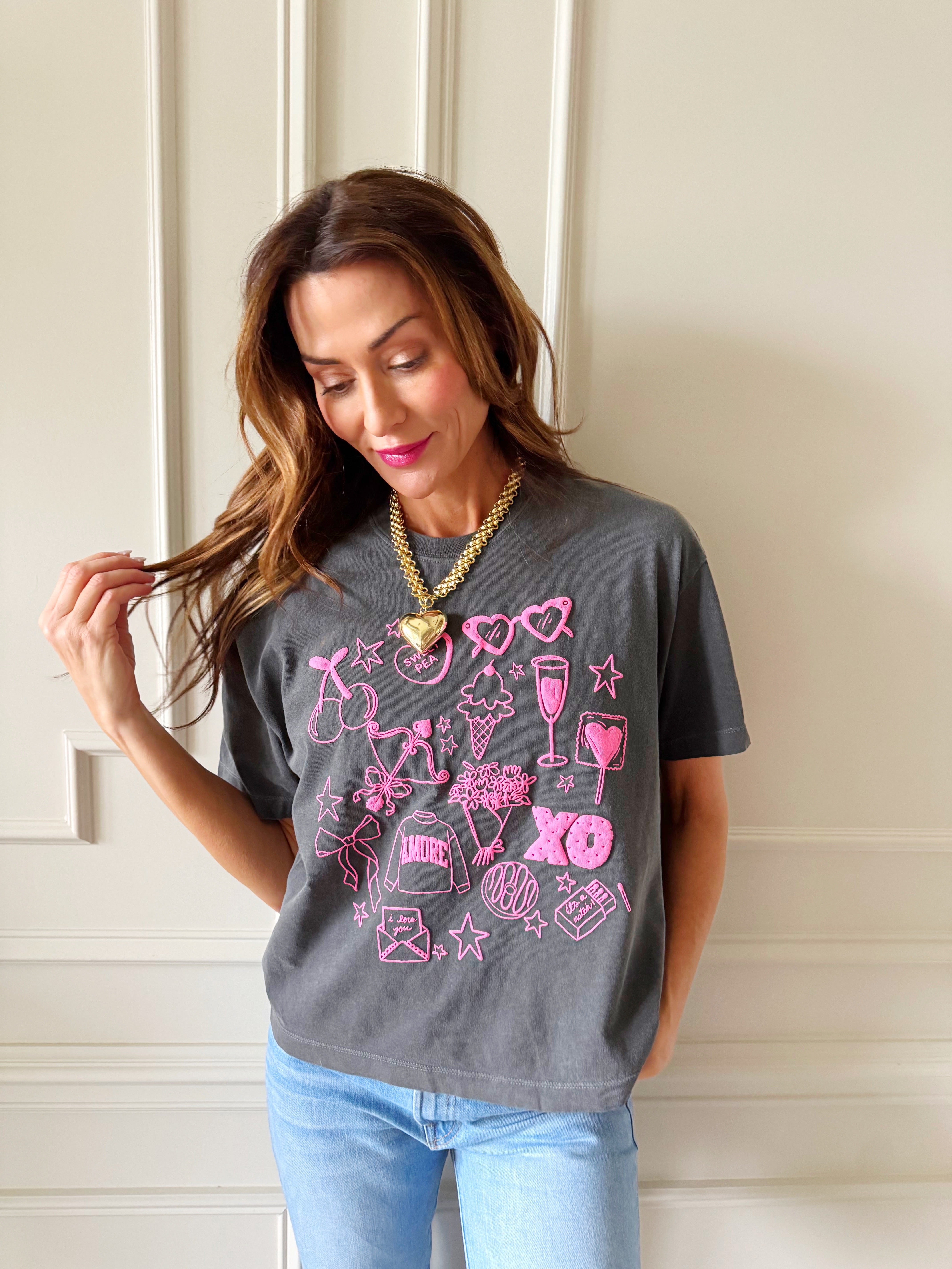 Valentine Collage Crop Tee