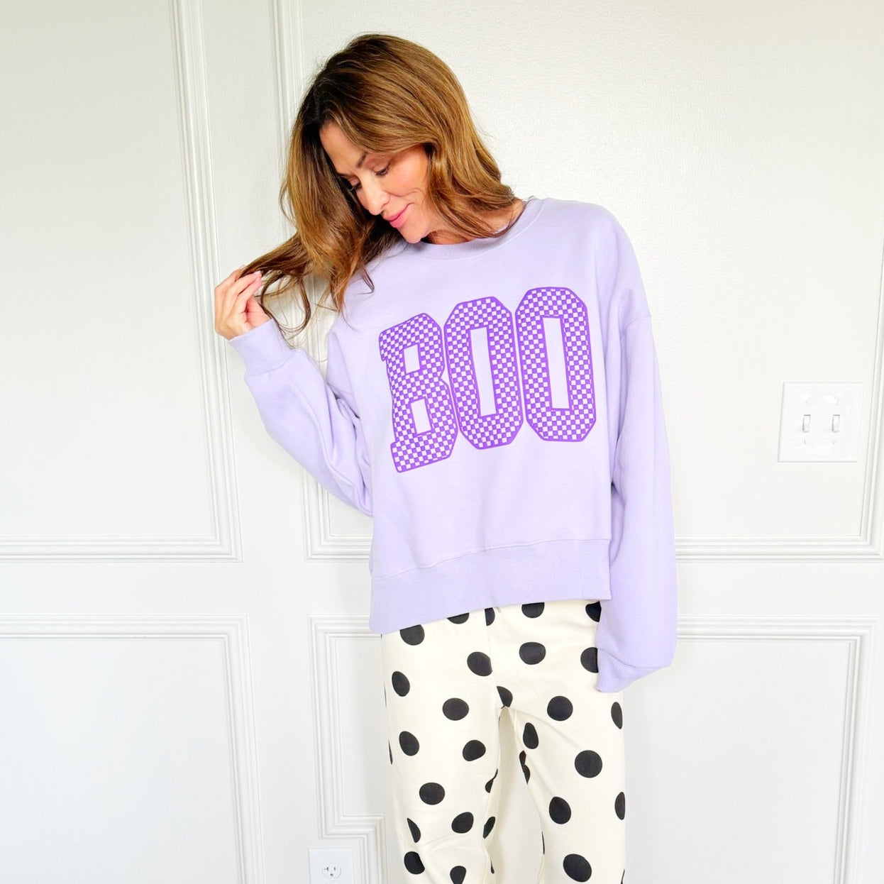 Checker Boo Puff Crop Sweatshirt- Pre Order!