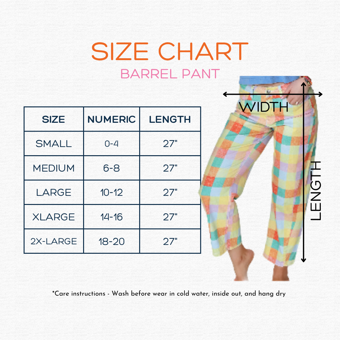 Blue Gingham Barrel Pants PRE ORDER
