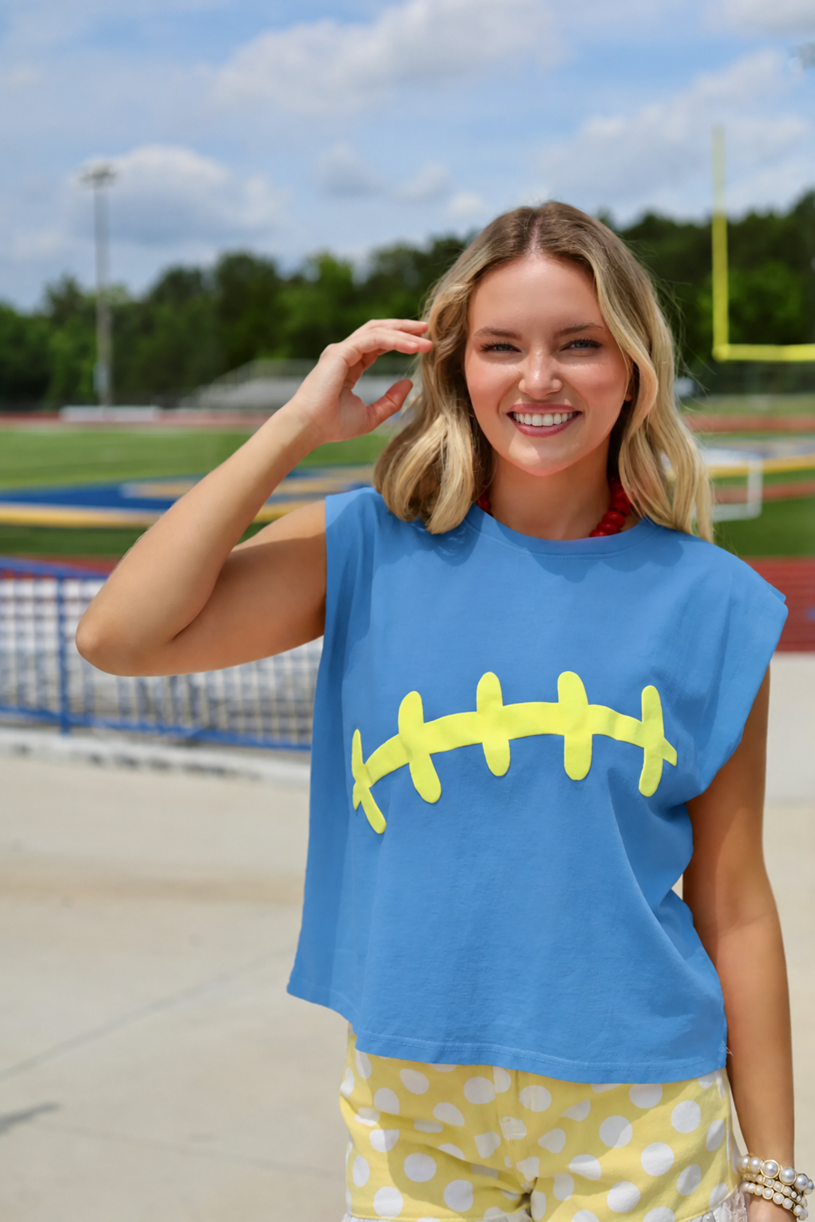 Football Laces Tank - Blue