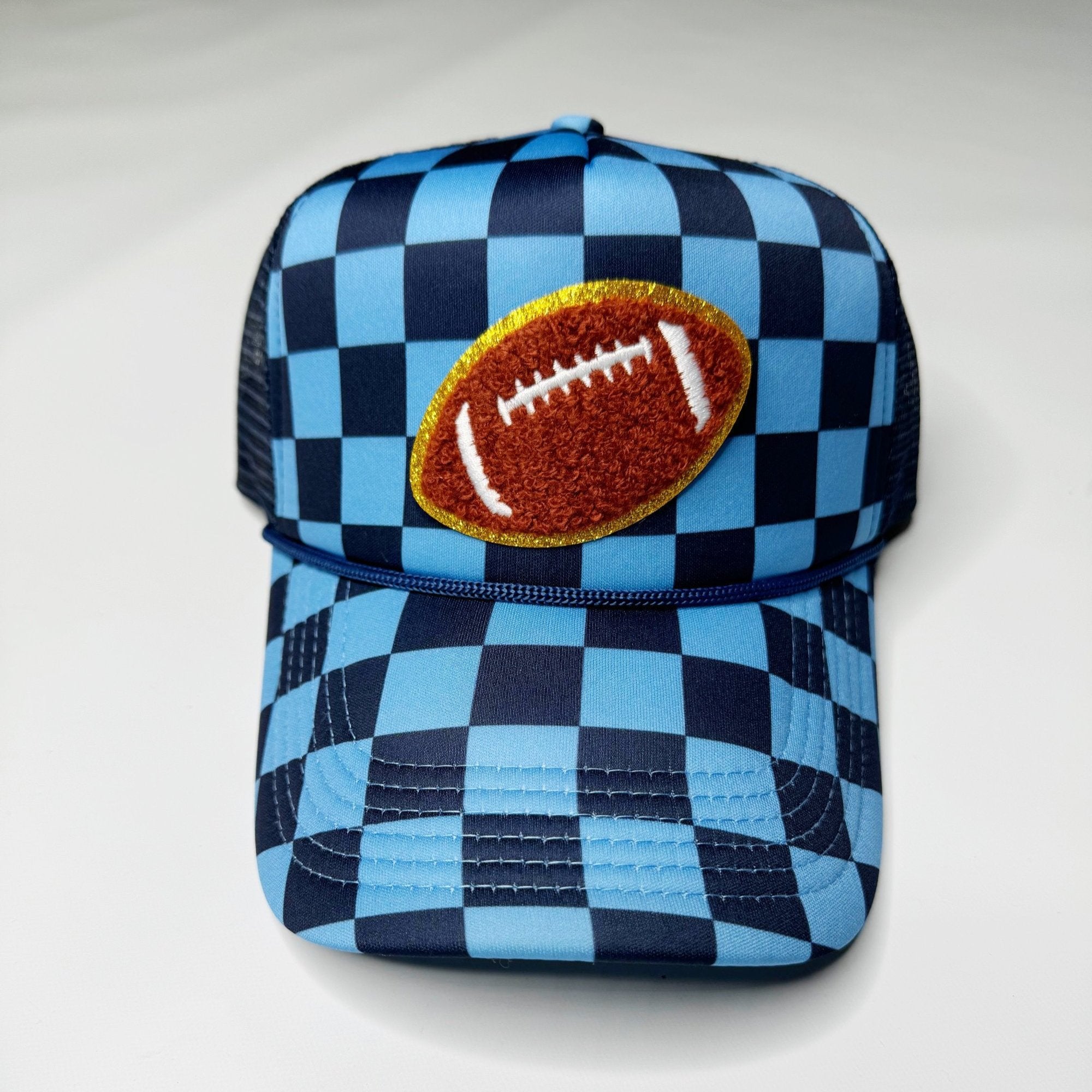 Checkered Football Patch Trucker Hat