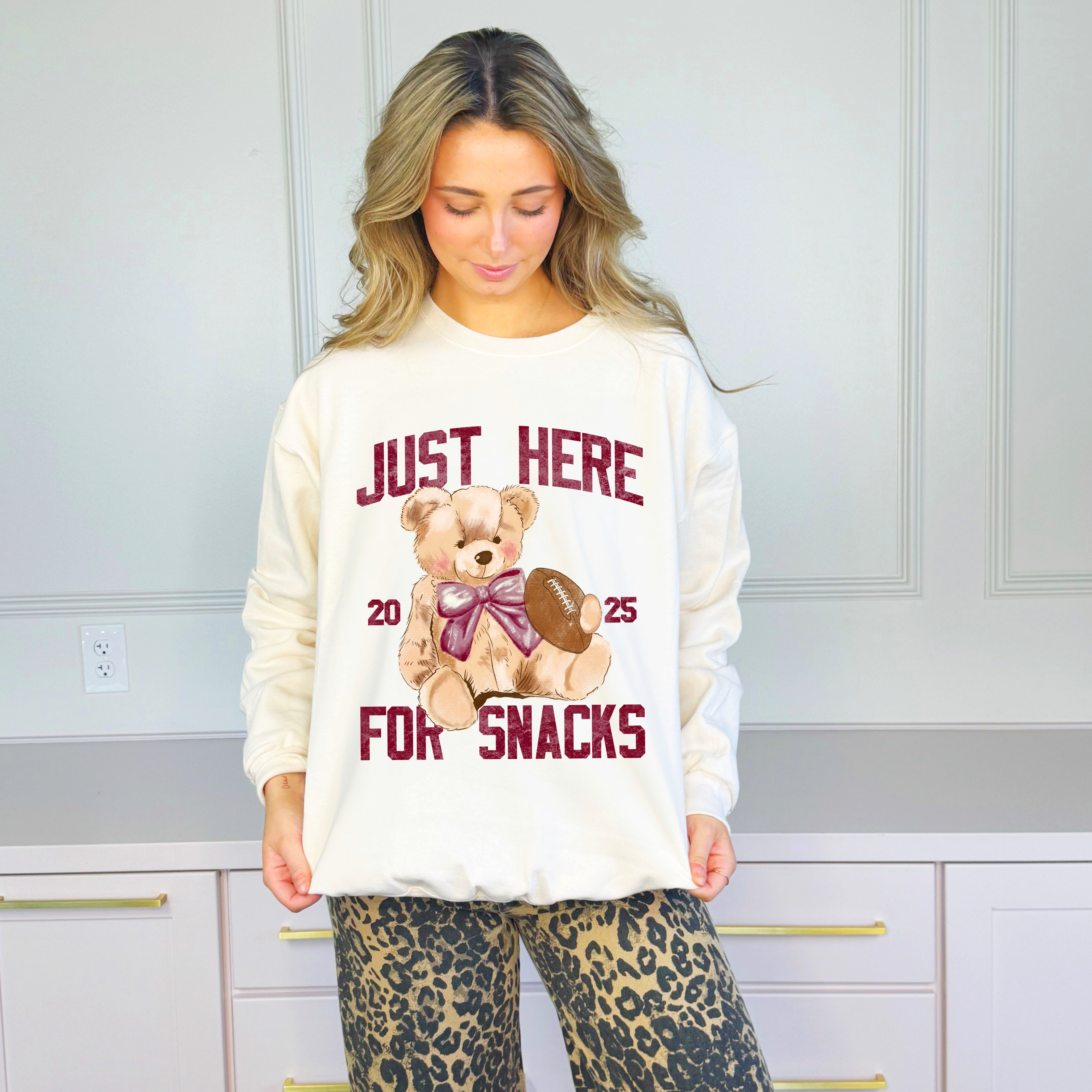 Football Teddy, Here for the Snacks Sweatshirt