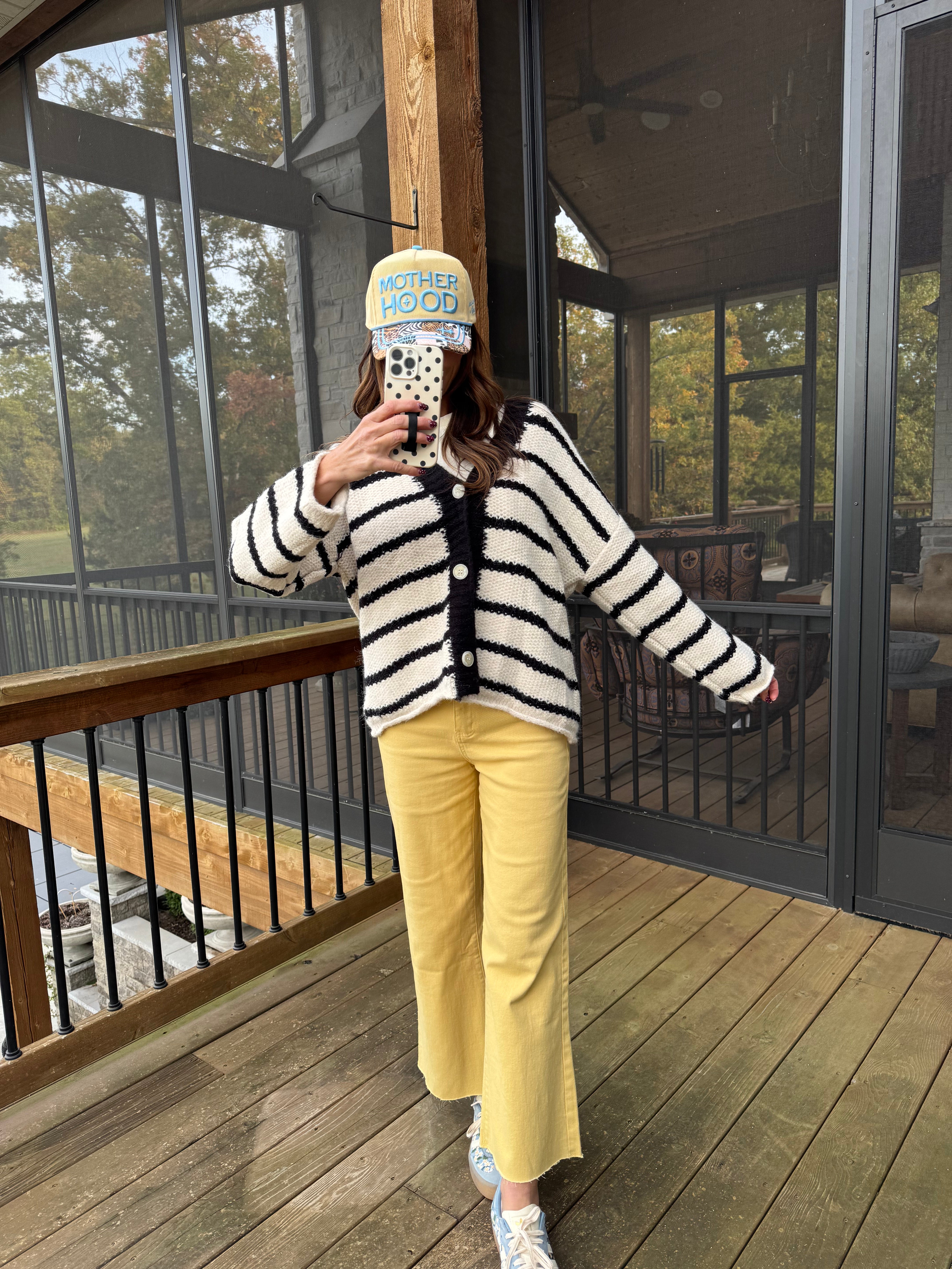 Black Striped Cardigan