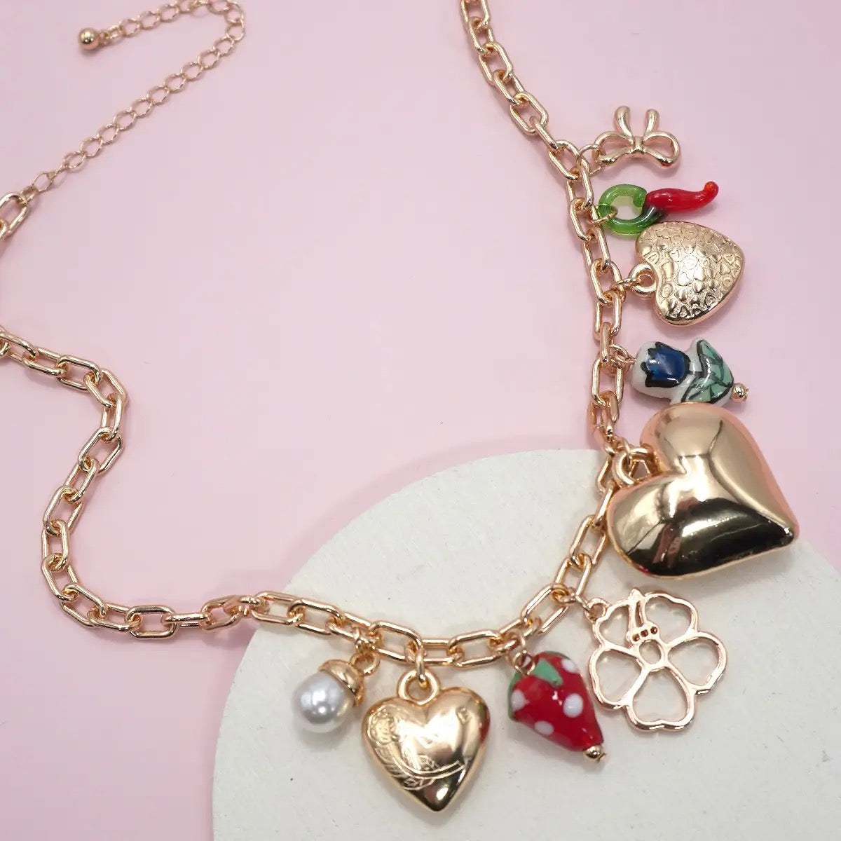 Porcelain Strawberry Charm Necklace