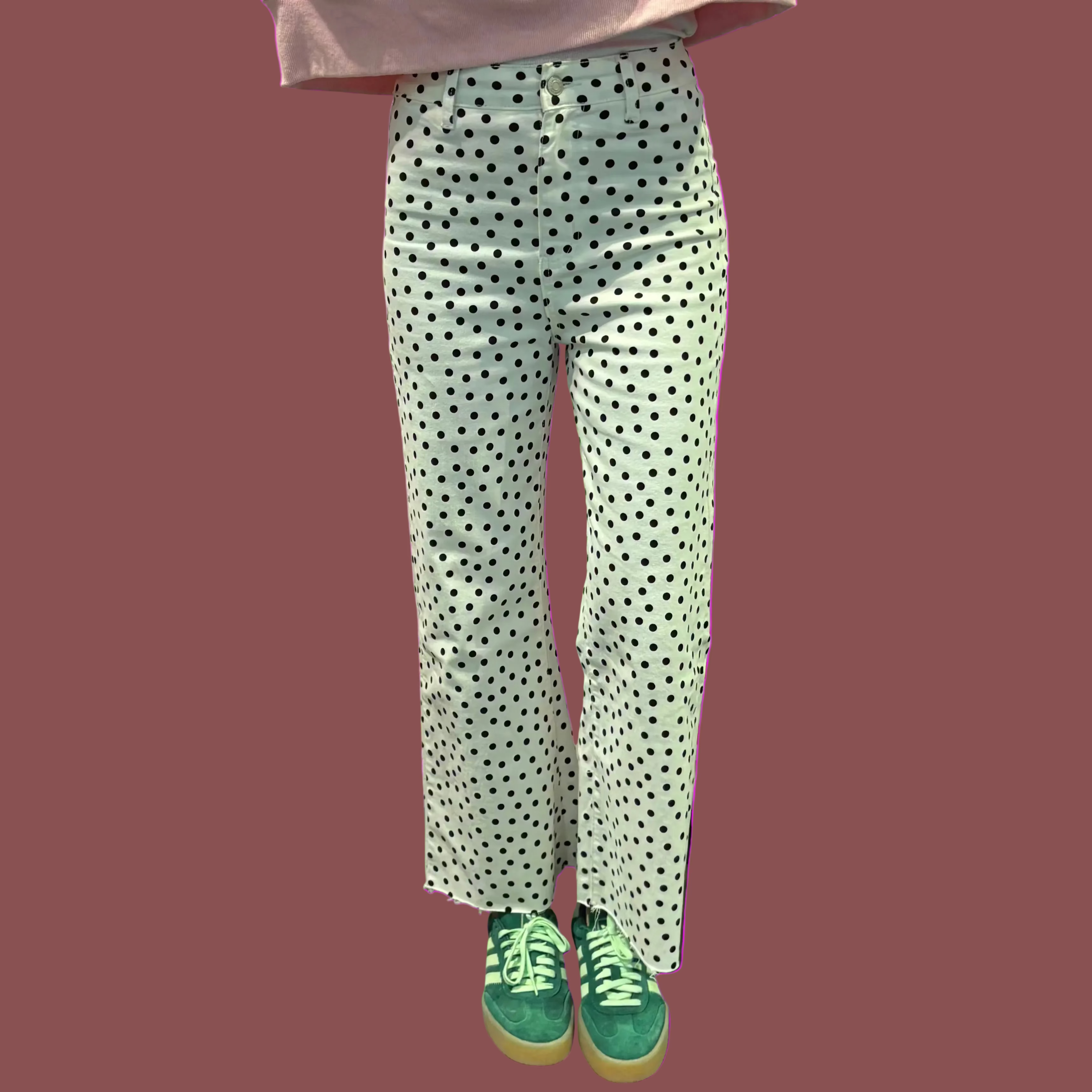 Mini Polka Dot Stretchy Ivory Denim Pants PRE ORDER