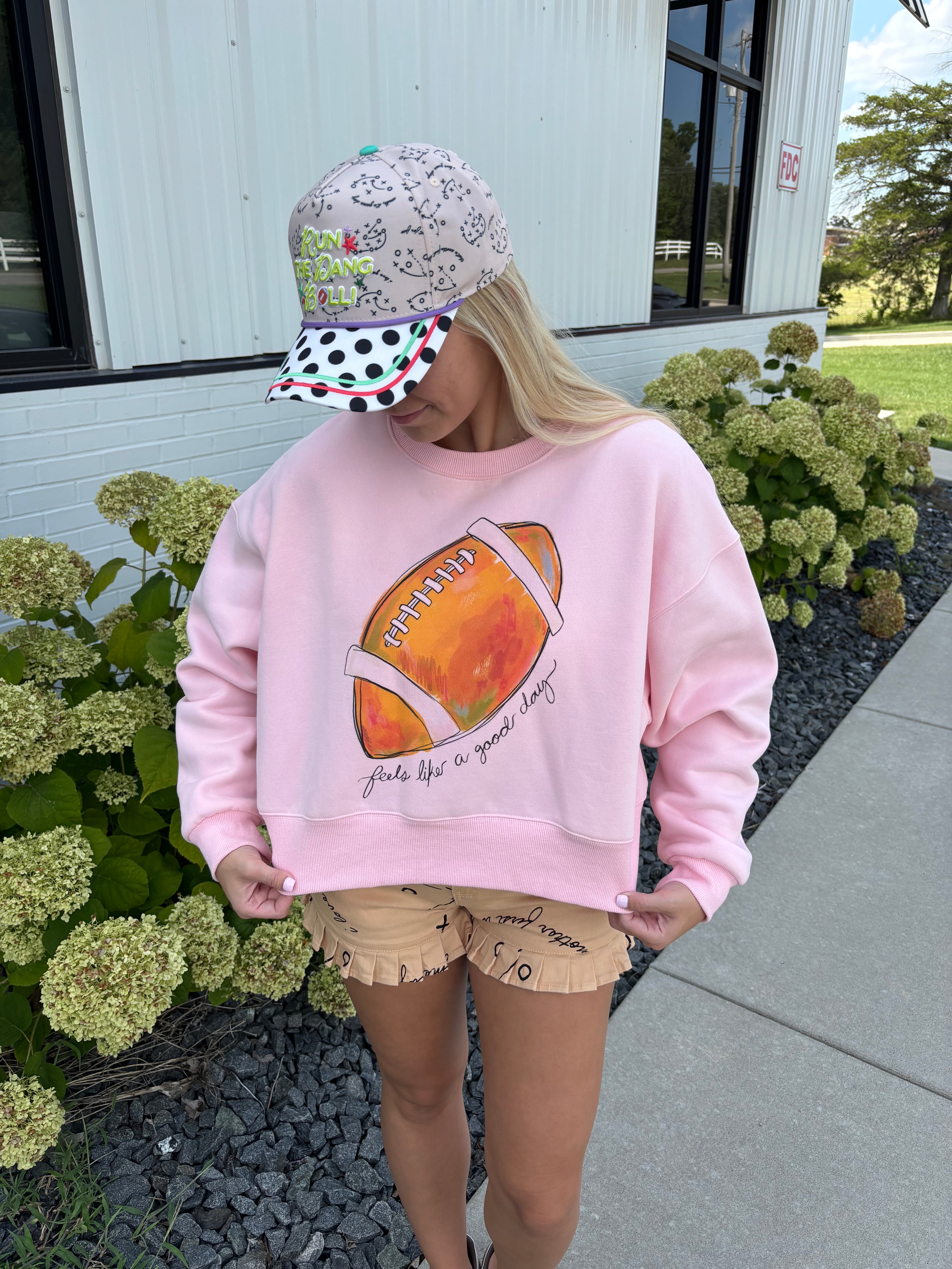 Feels Like A Good Day Football Crop Sweatshirt