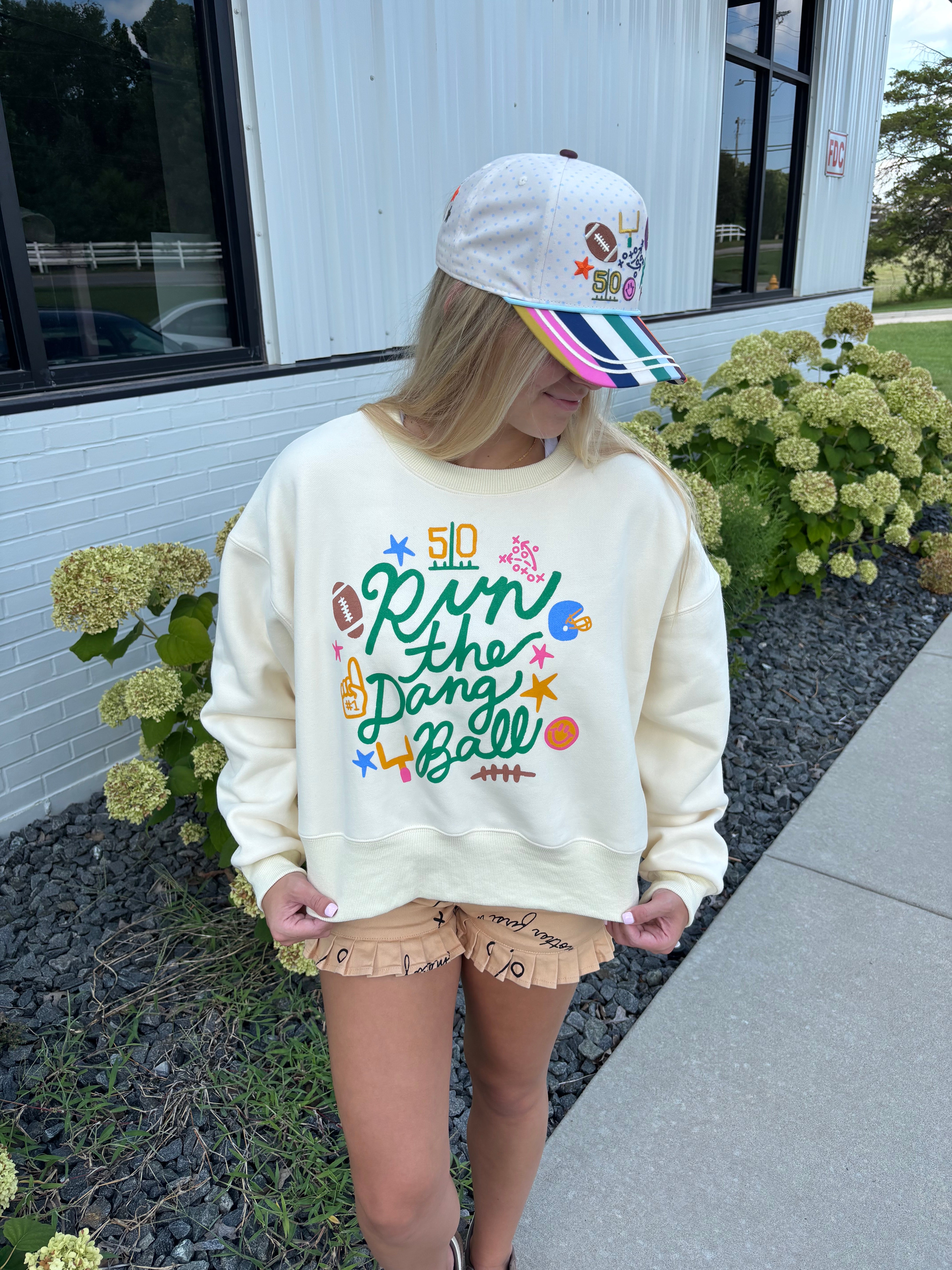 Run The Dang Ball Crop Sweatshirt