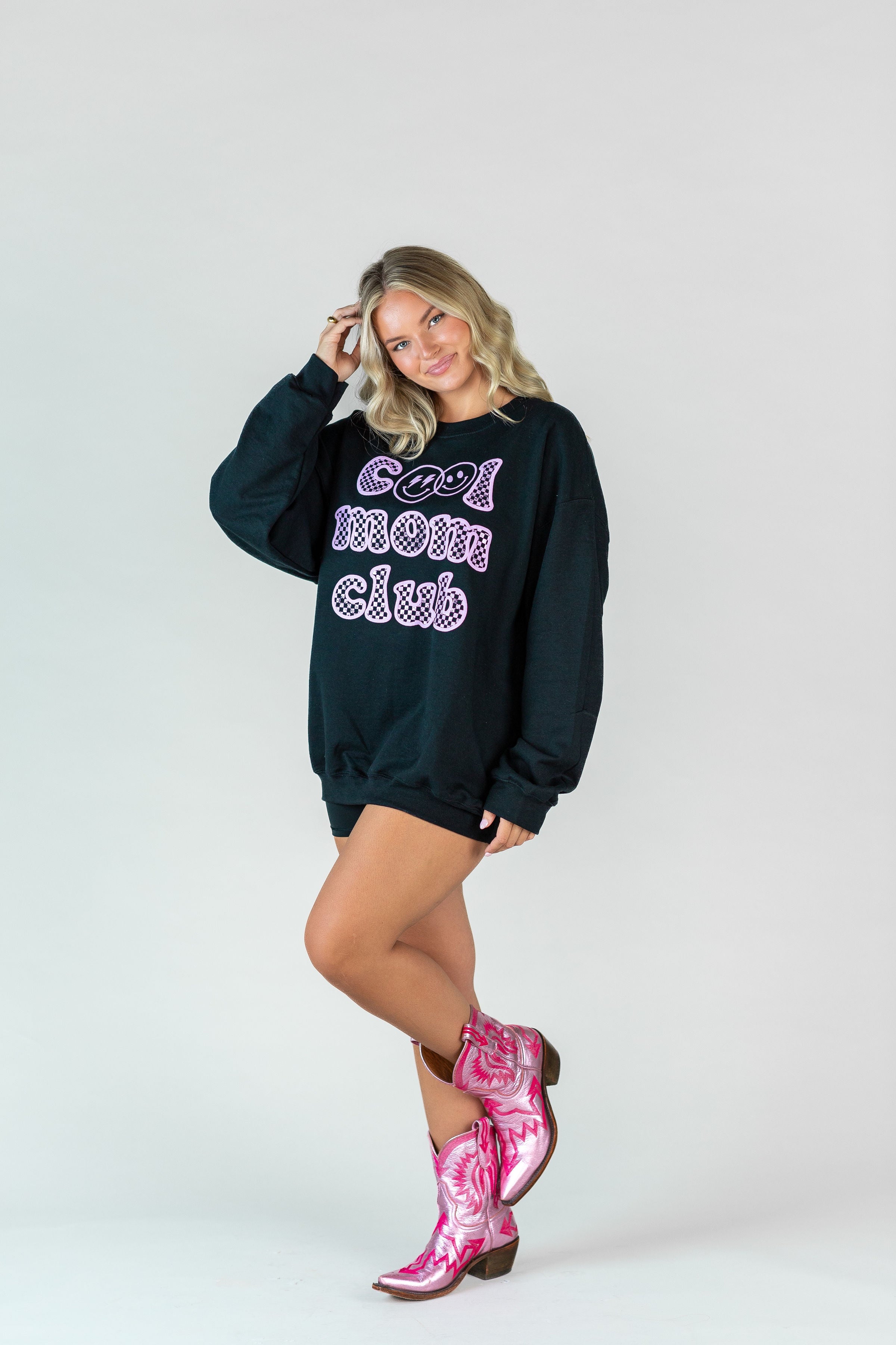 Puff Black Cool Mom Club Sweatshirt