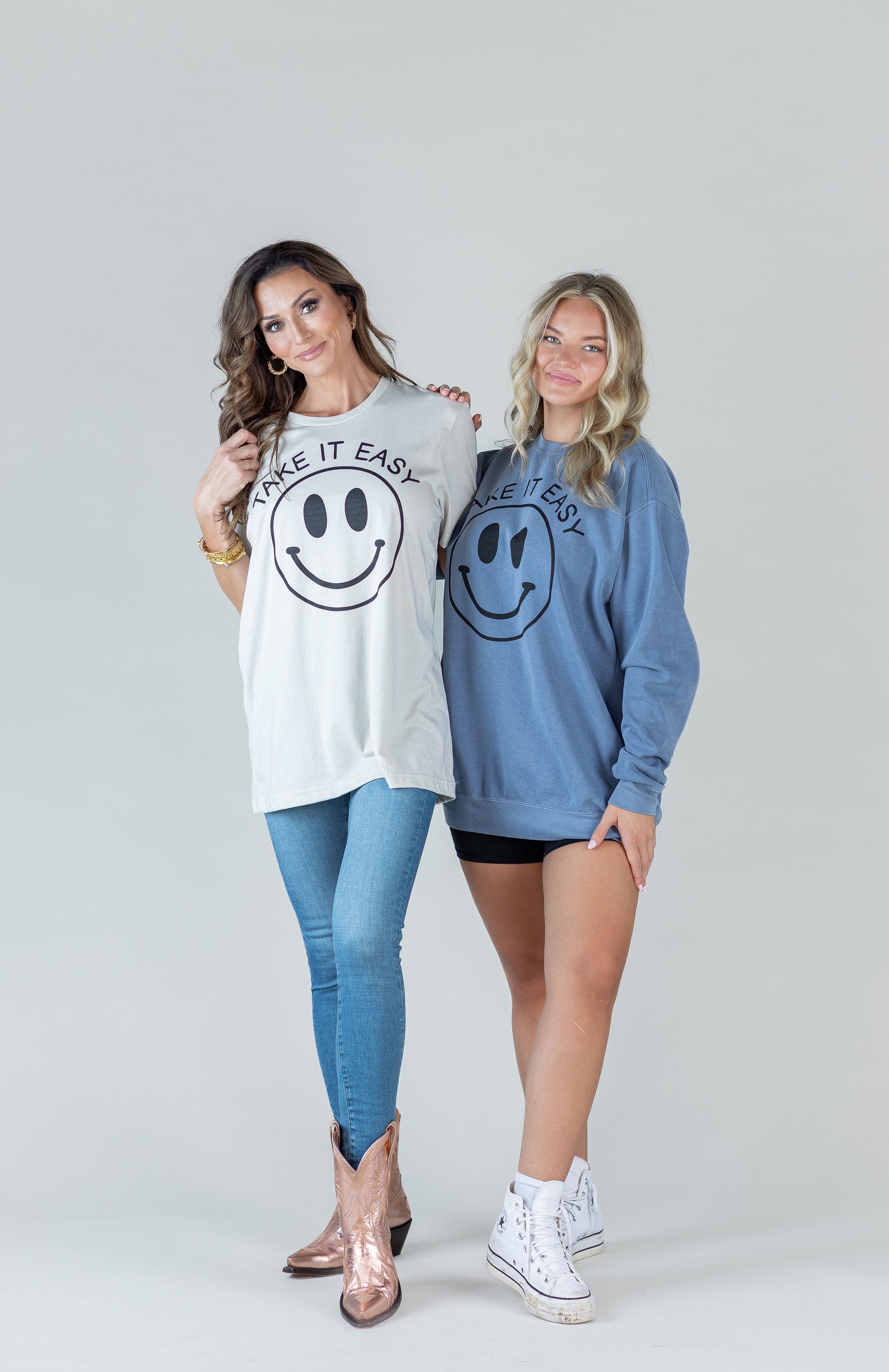 Take It Easy Blue Smiley Sweatshirt