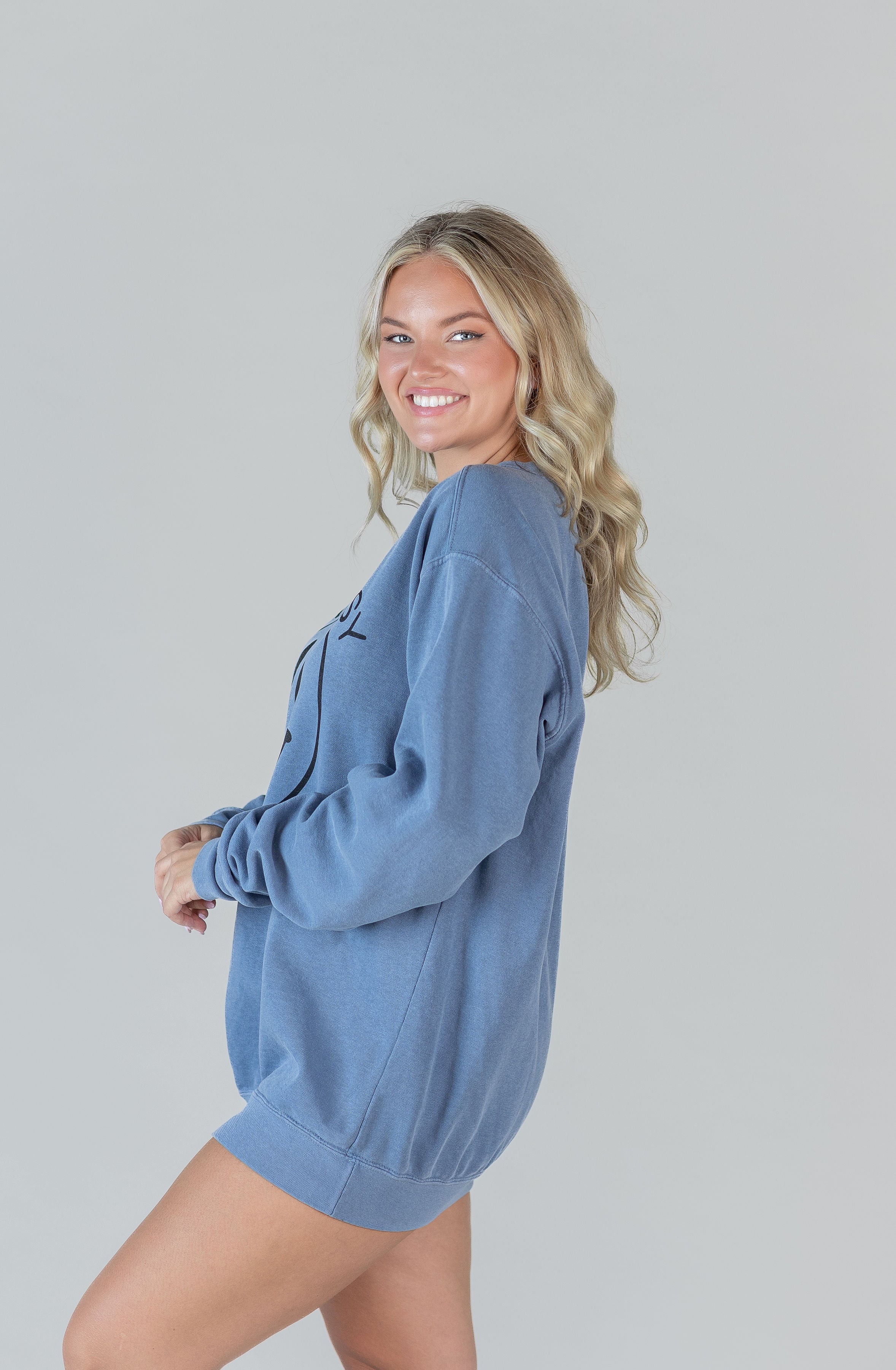 Take It Easy Blue Smiley Sweatshirt