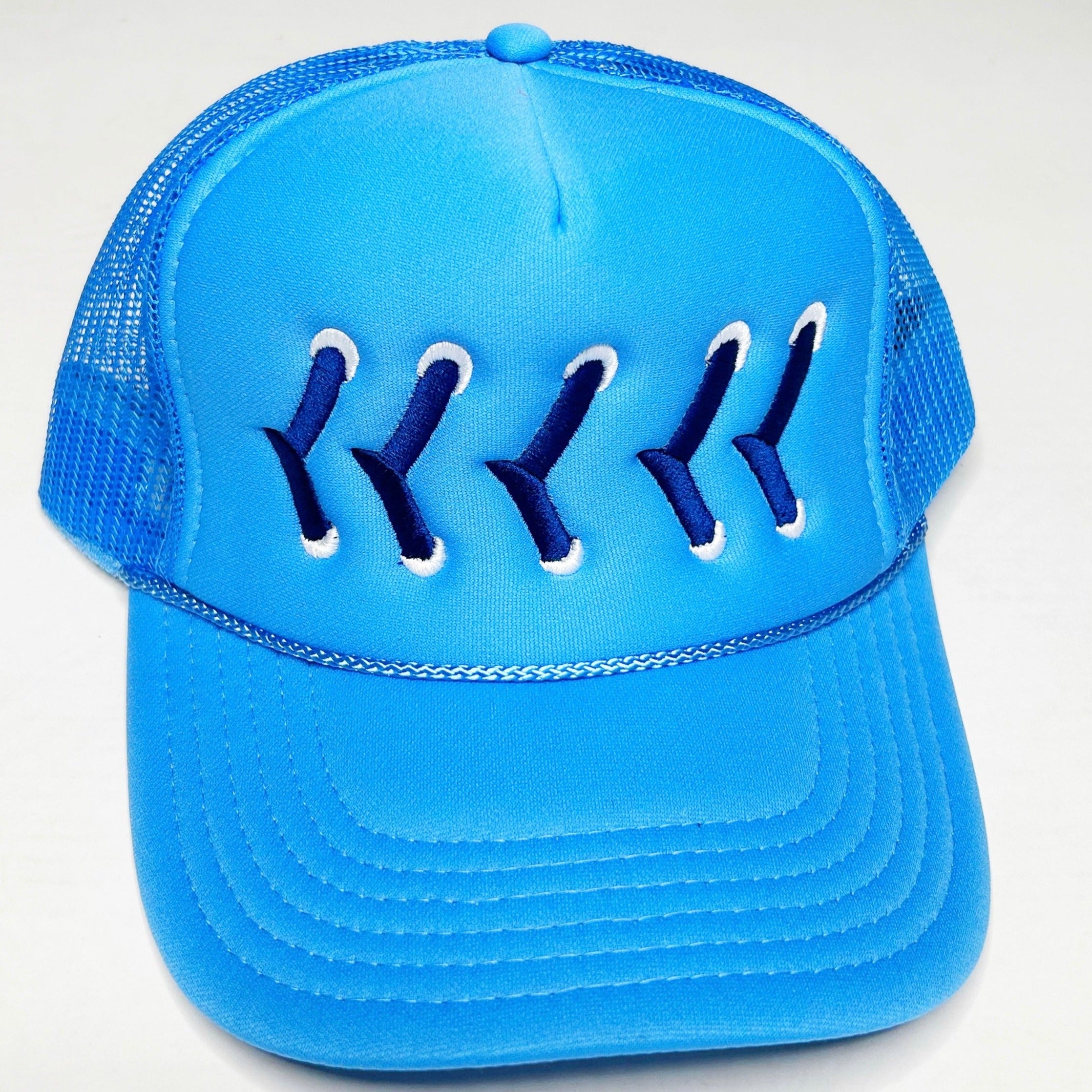 Ball Stitch Blue Trucker Hat