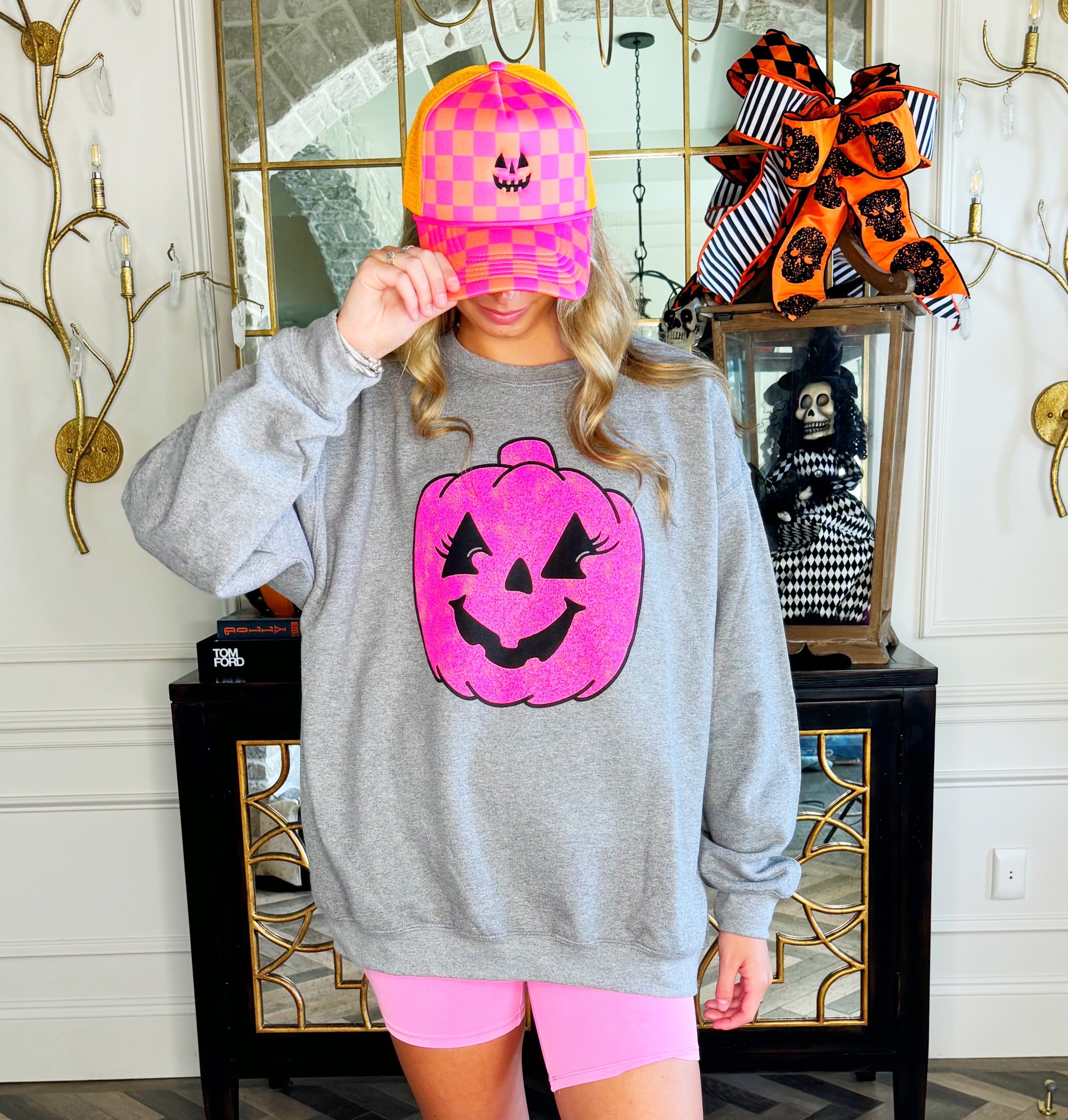 Vintage Pink Jack-O-Lantern Sweatshirt