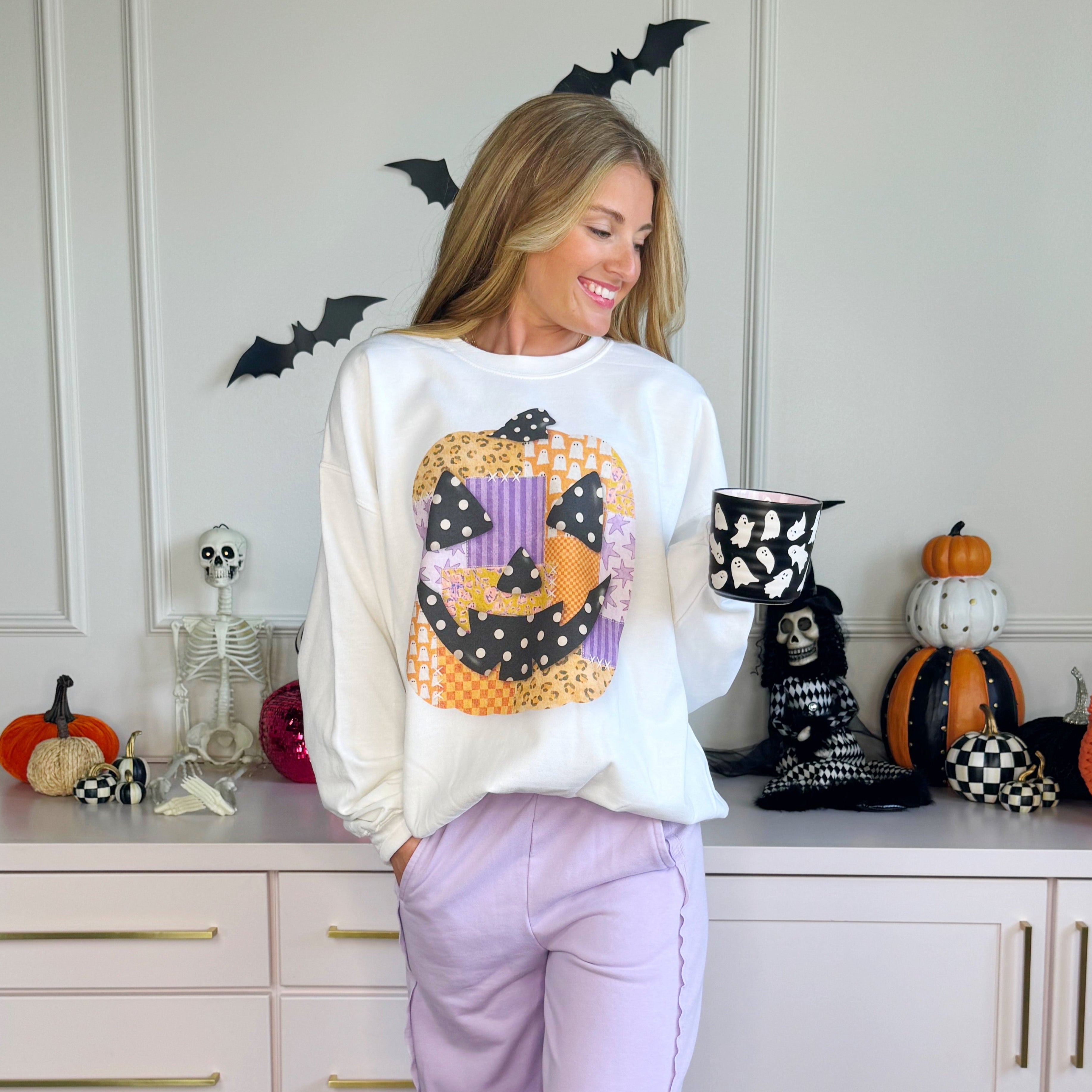 Patchwork Jack O Lantern Youth & Adult Sweatshirt