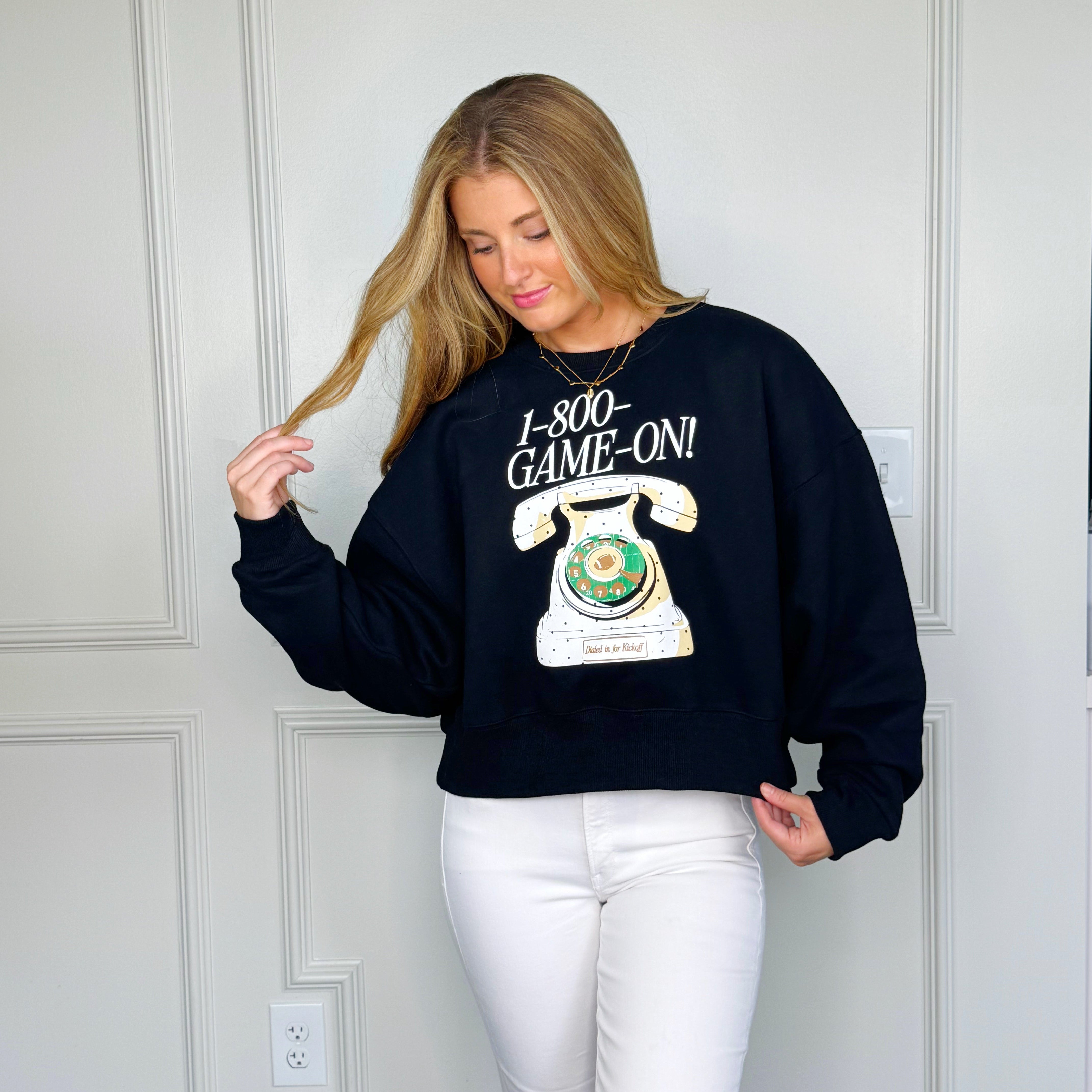 1-800-GAME-ON Crop Sweatshirt